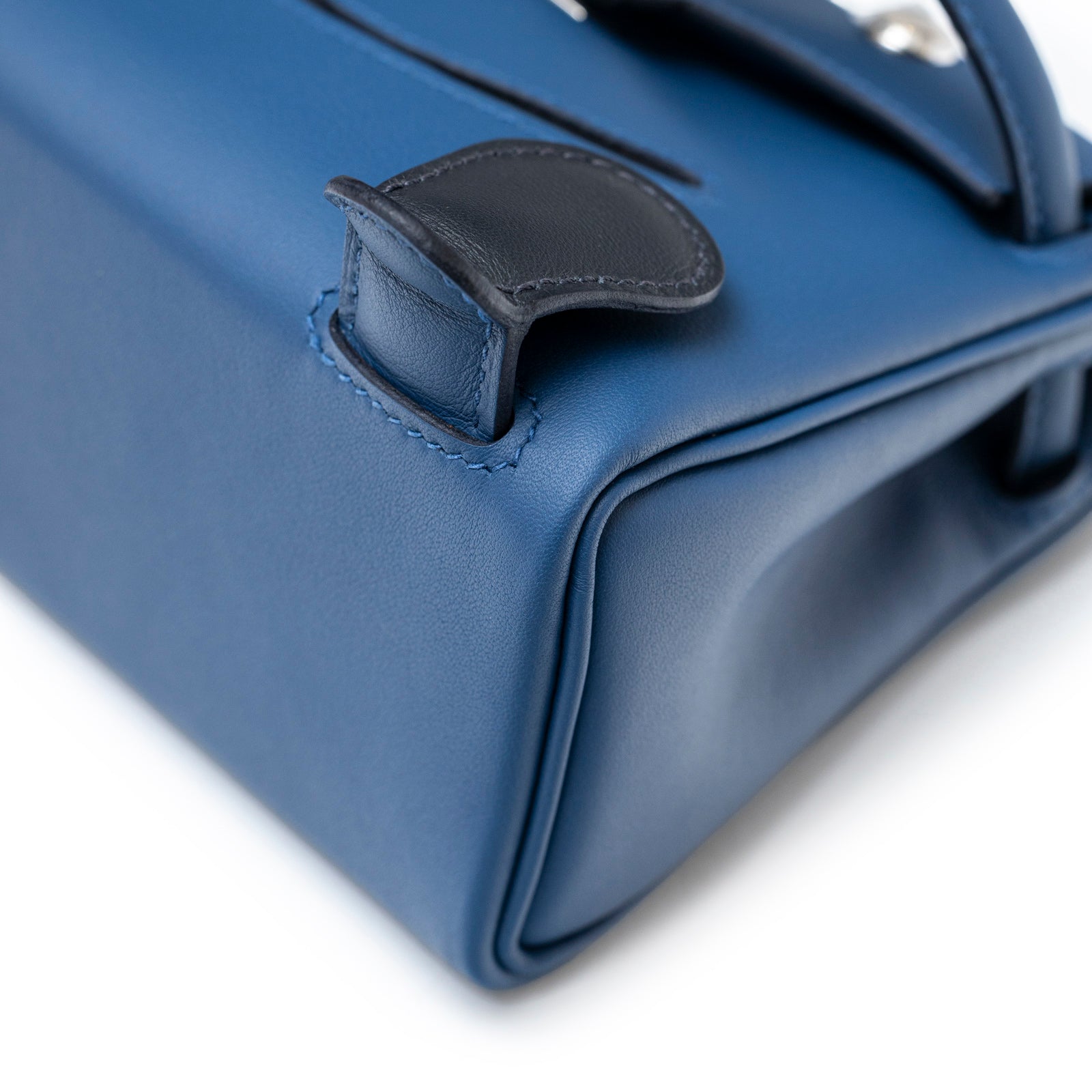 Hermès Quelle Idolle Kelly Doll Blue Tie and Caban Swift Palladium Hardware