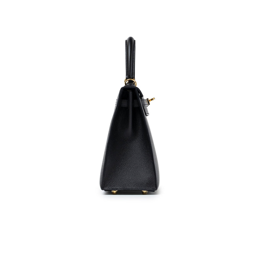 Hermès Kelly Sellier 25 Black Epsom Gold Hardware
