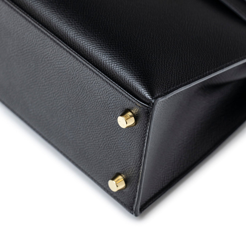 Hermès Kelly Sellier 25 Black Epsom Gold Hardware