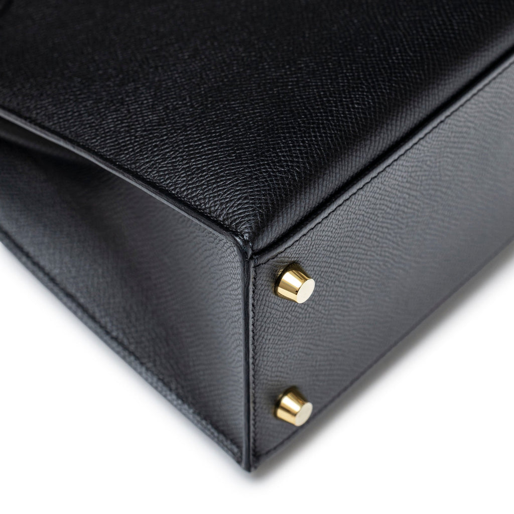 Hermès Kelly Sellier 25 Black Epsom Gold Hardware