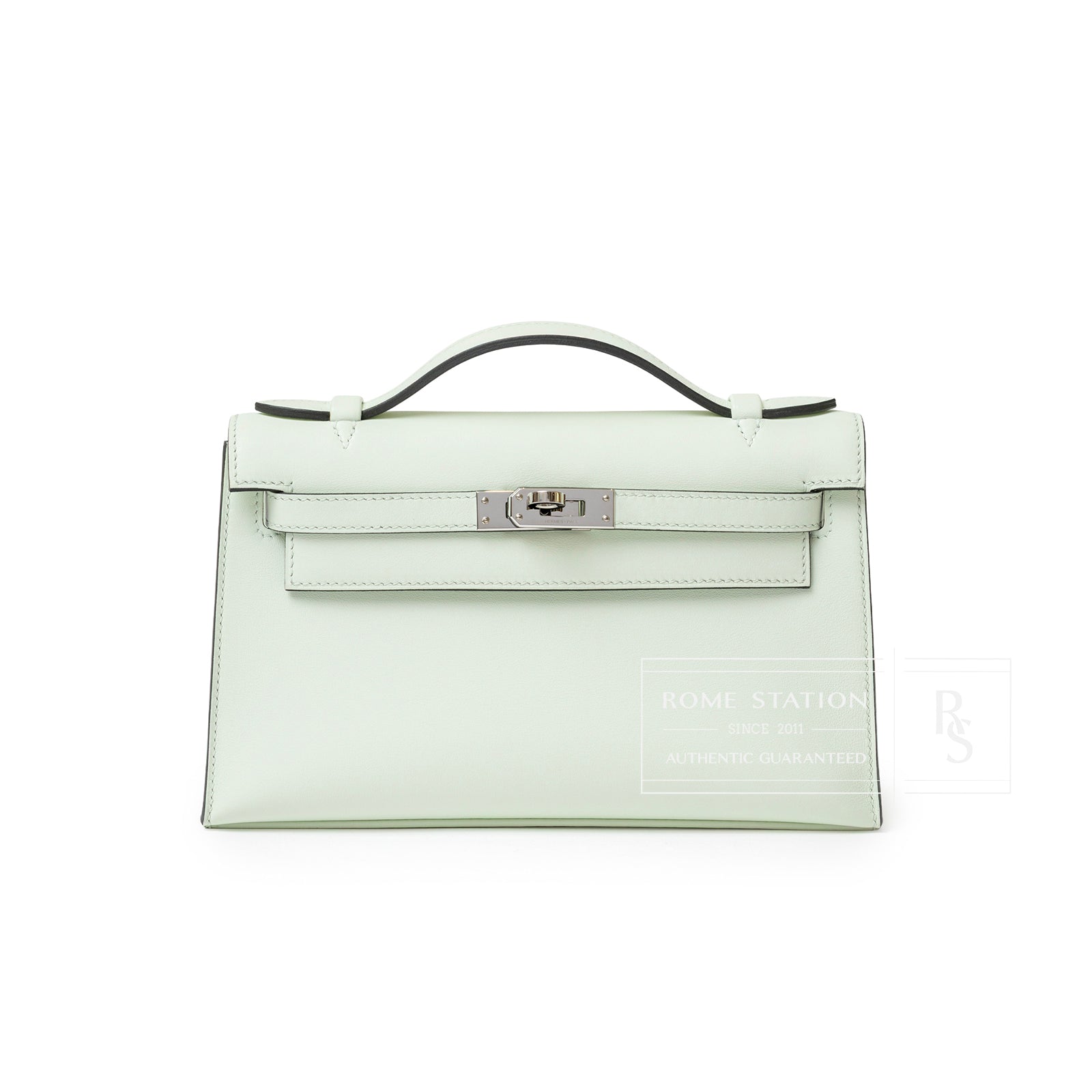 Hermès Kelly Pochette Vert Fizz Swift Palladium Hardware