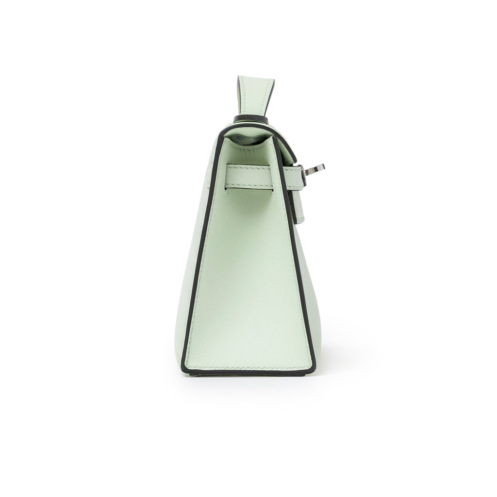 Hermès Kelly Pochette Vert Fizz Swift Palladium Hardware