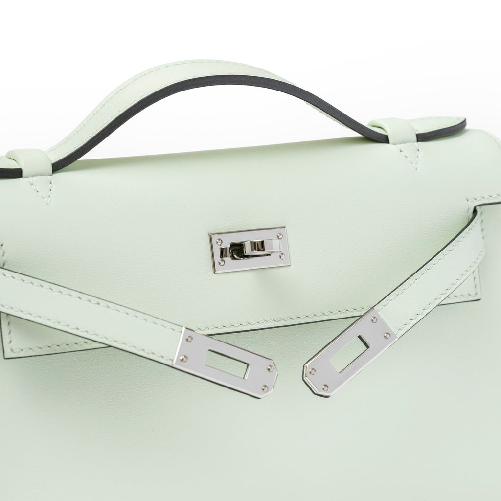 Hermès Kelly Pochette Vert Fizz Swift Palladium Hardware