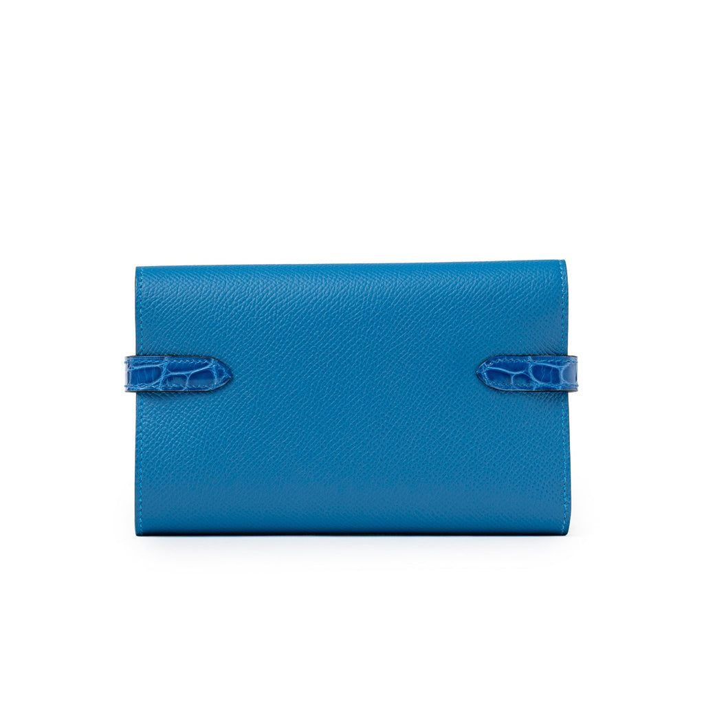 Hermès Kelly Depliant Medium Wallet Touch Mykonos/Blue Zellige Shiny Alligator/Epsom Palladium Hardware