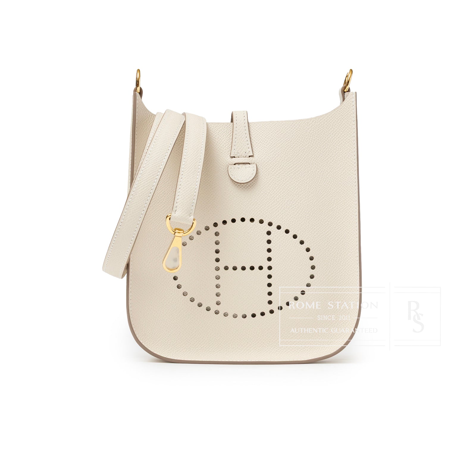 Hermès Mini Evelyne Sellier Craie Epsom Gold Hardware