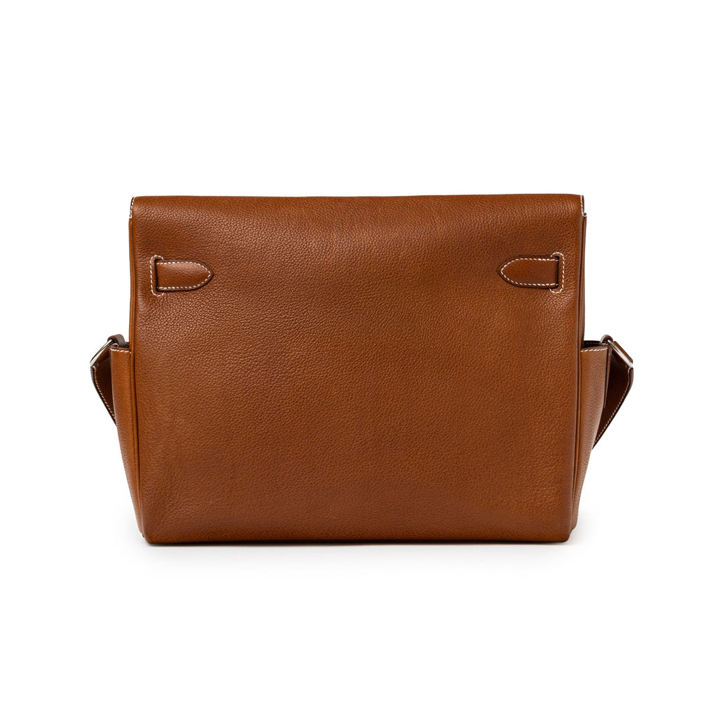 Hermès Kelly Messenger GM Fauve Barenia Faubourg Palladium Hardware
