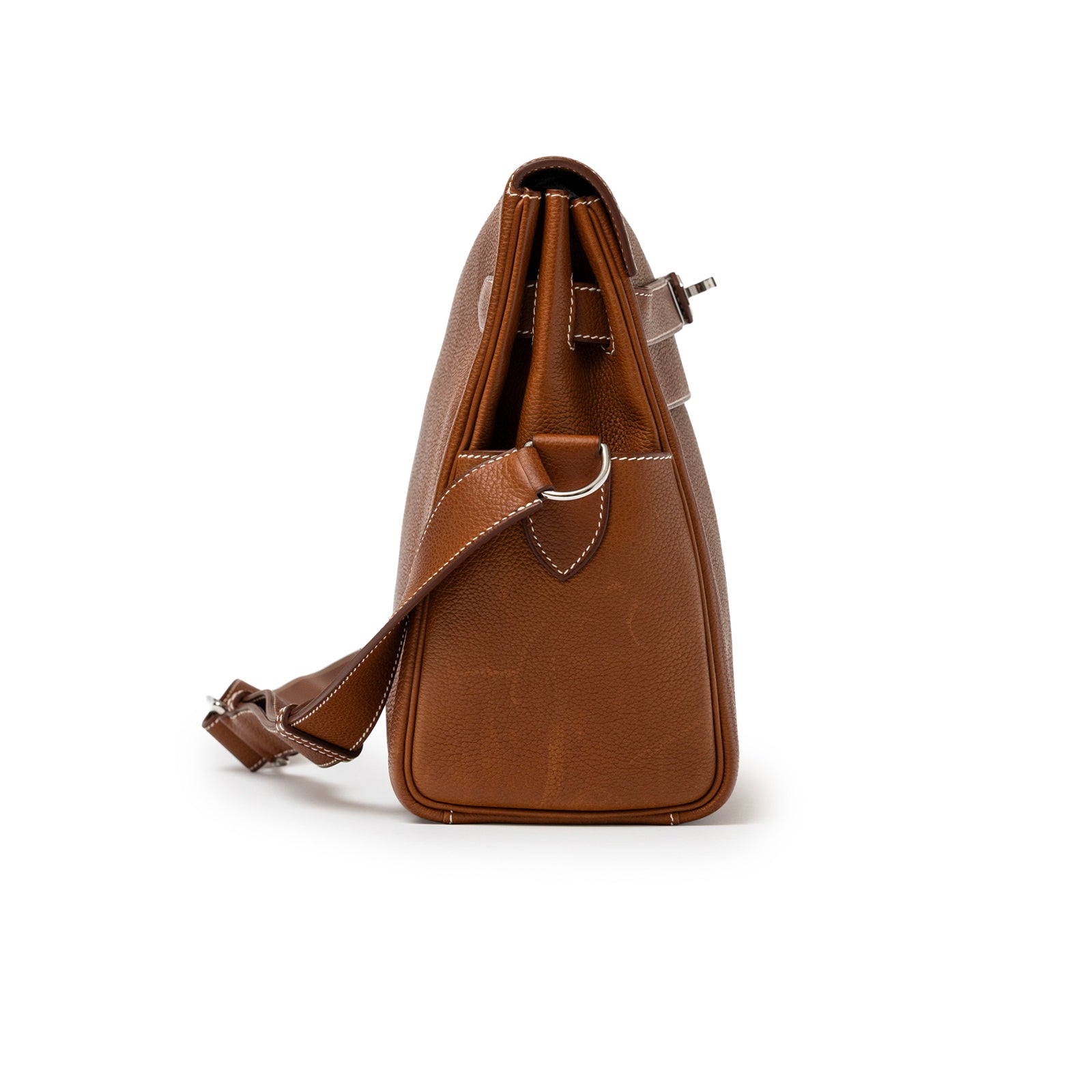 Hermès Kelly Messenger GM Fauve Barenia Faubourg Palladium Hardware