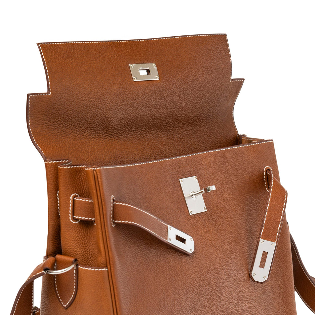 Hermès Kelly Messenger GM Fauve Barenia Faubourg Palladium Hardware