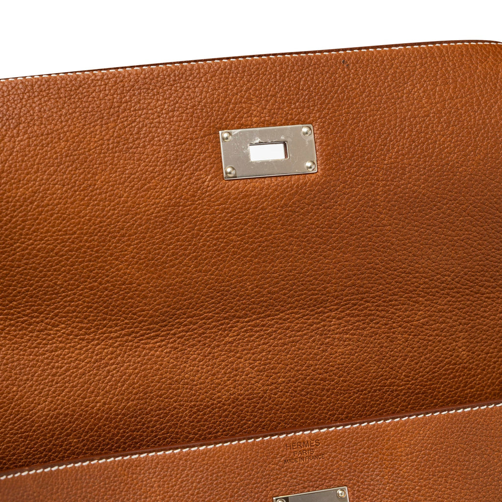 Hermès Kelly Messenger GM Fauve Barenia Faubourg Palladium Hardware