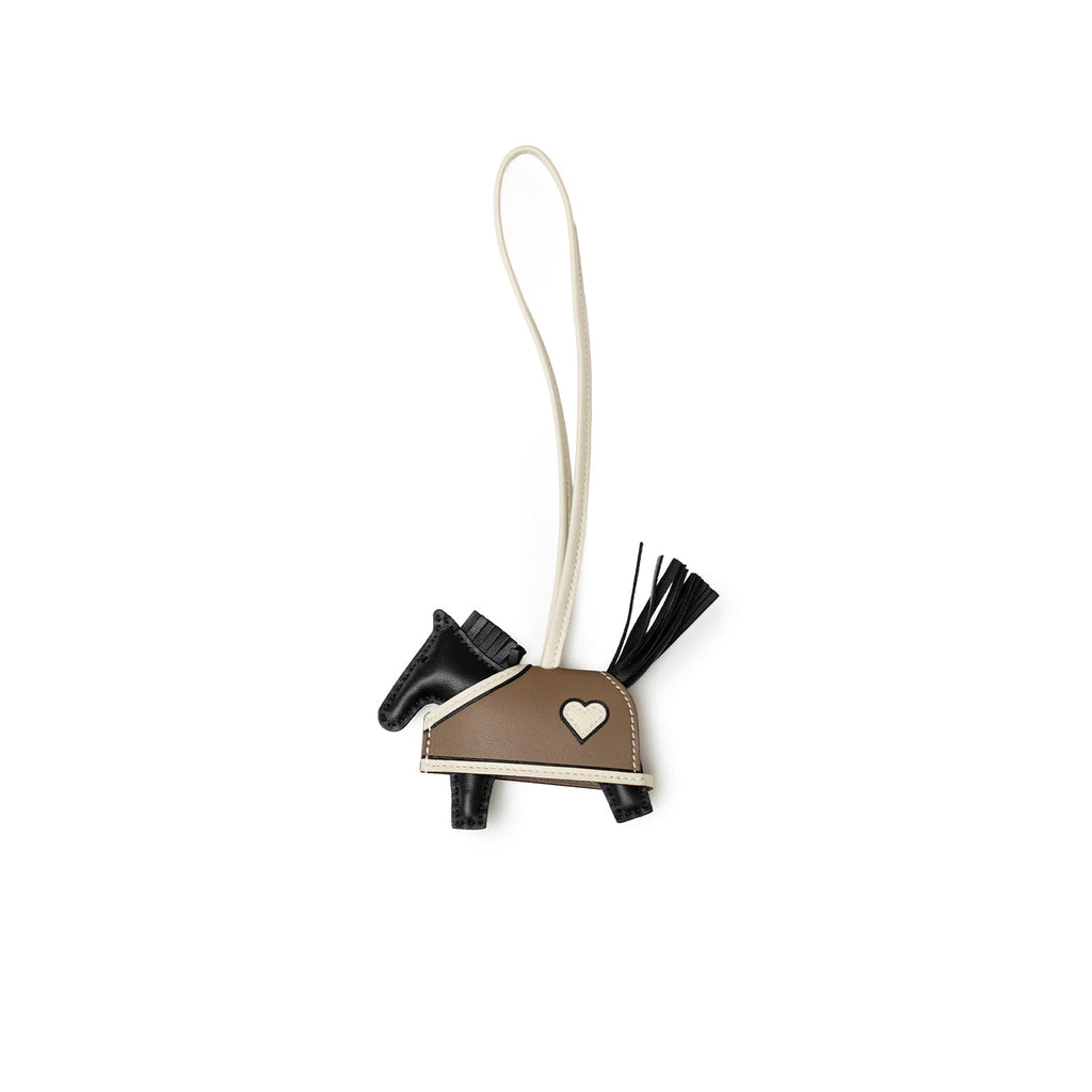 Hermès Rodeo Robeo Coeur Charm PM Etoupe/Black/Craie Milo Lambskin