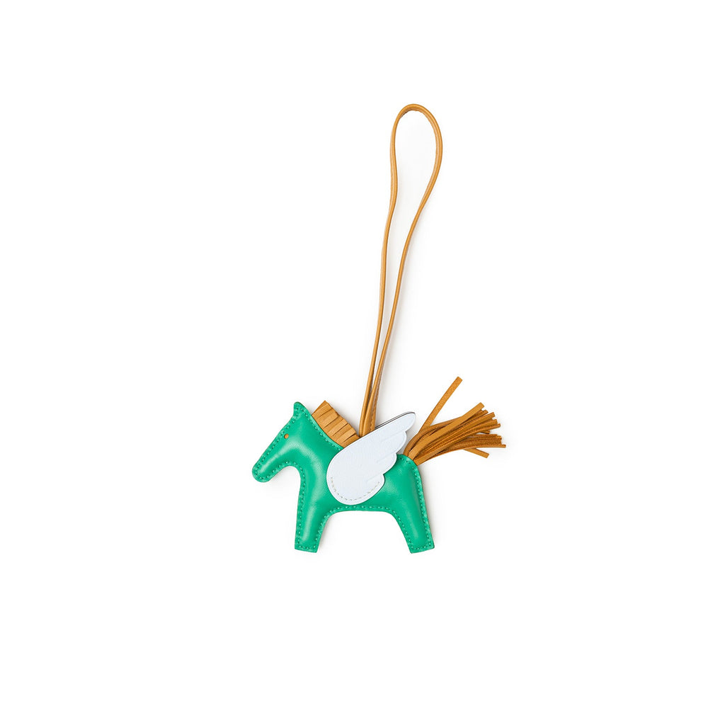 Hermès Pegase Rodeo Bag Charm PM Menthe/Sesame/Blue Brume Milo Lambskin