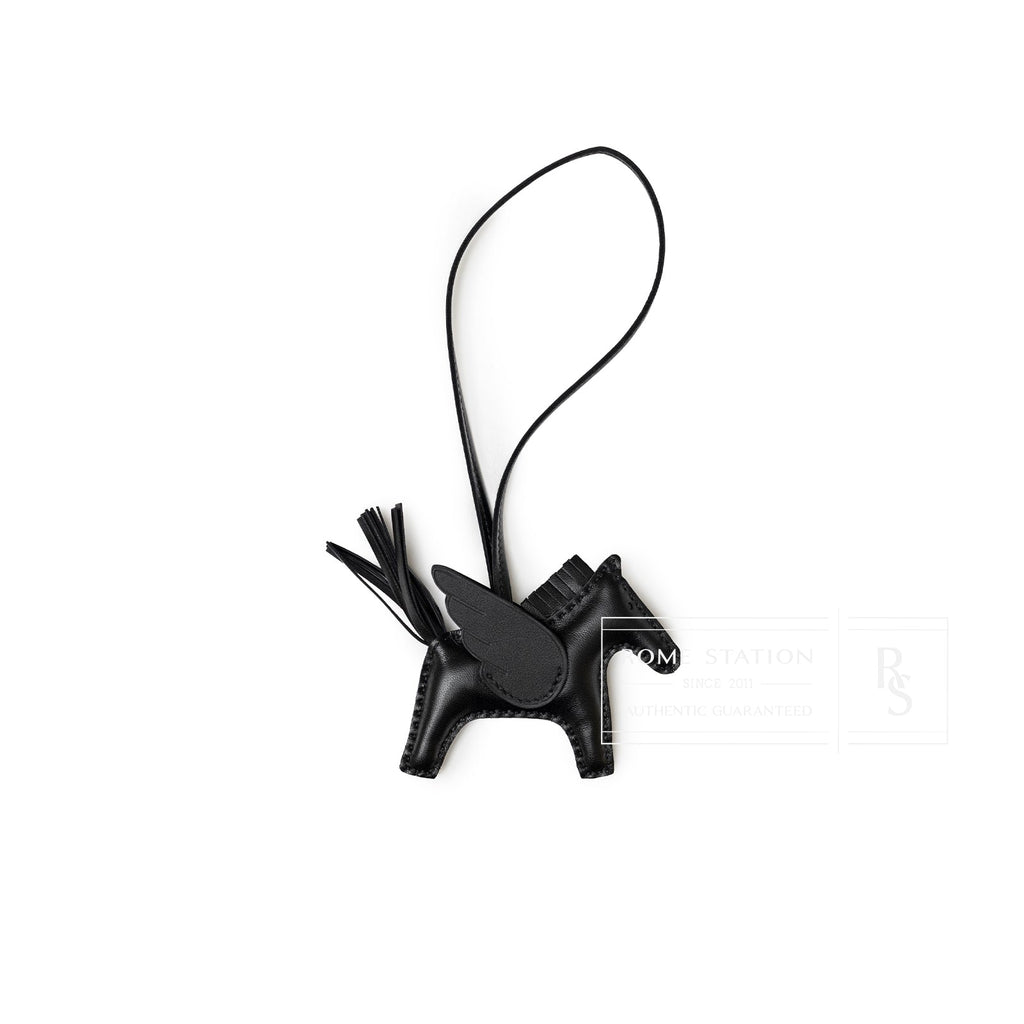 Hermès Rodeo Pegase Bag Charm PM So Black Milo Lambskin
