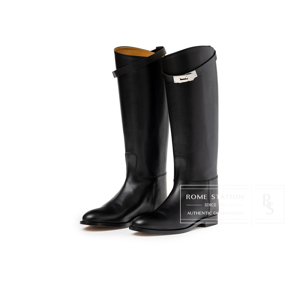 Hermès Kelly Jumping Boot Black Box Palladium Plated