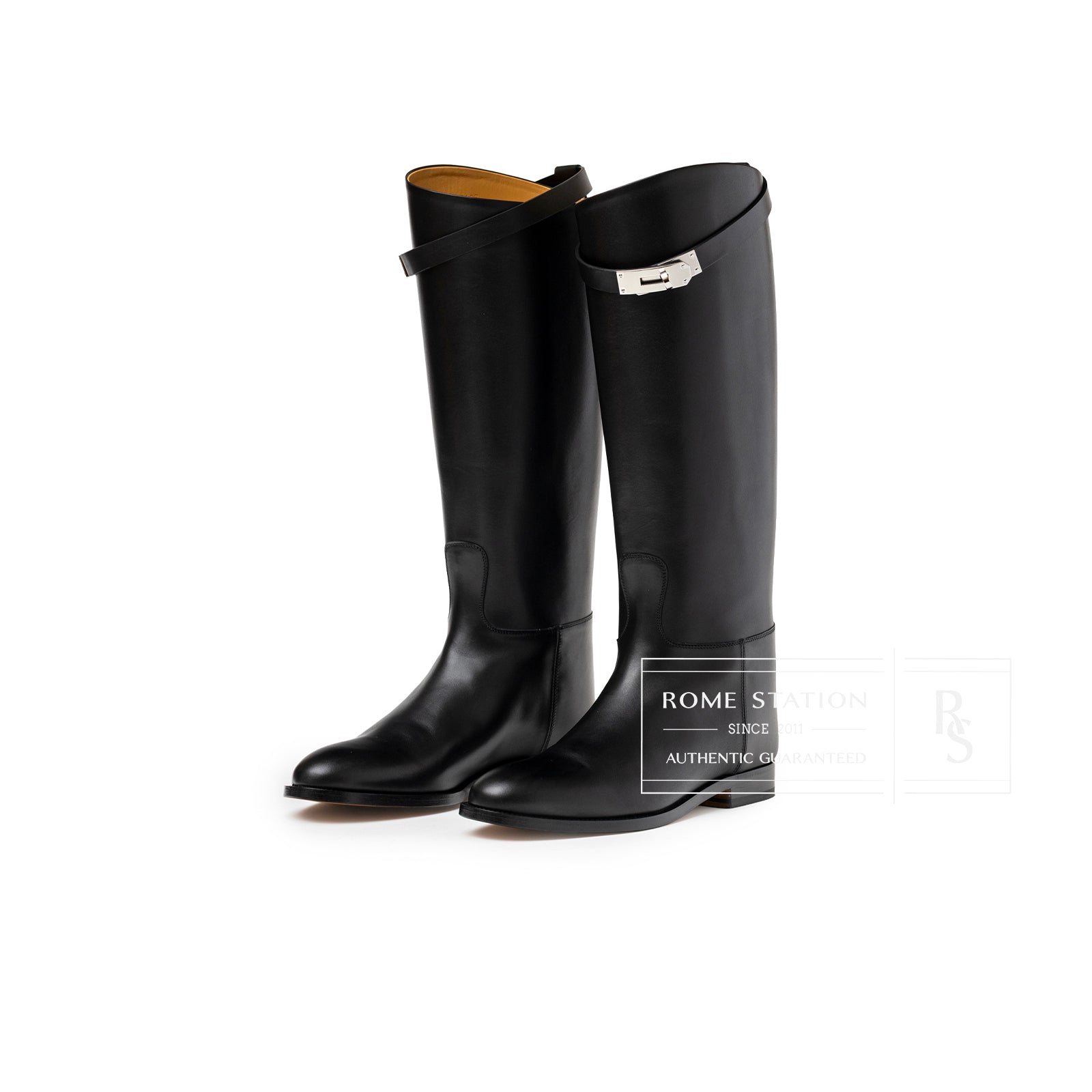 Hermès Kelly Jumping Boot Black Box Palladium Plated