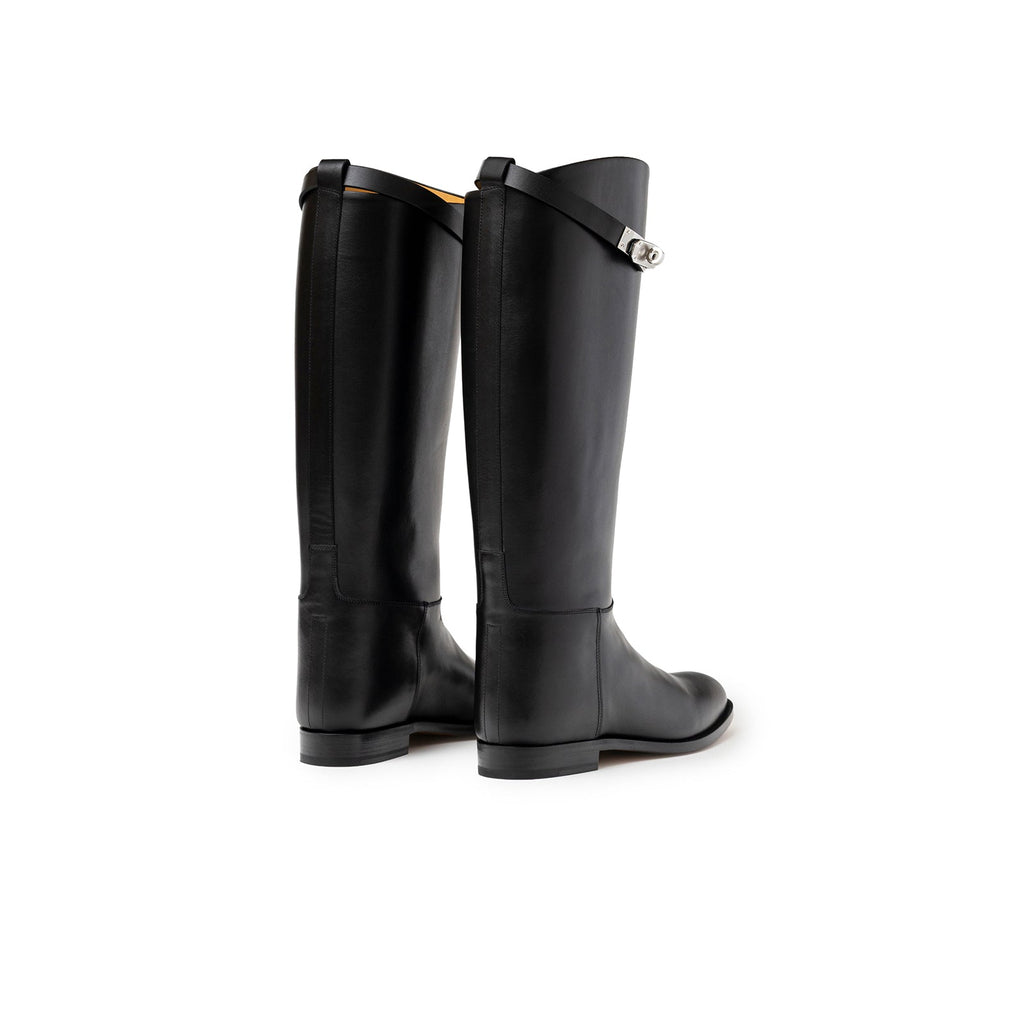 Hermès Kelly Jumping Boot Black Box Palladium Plated