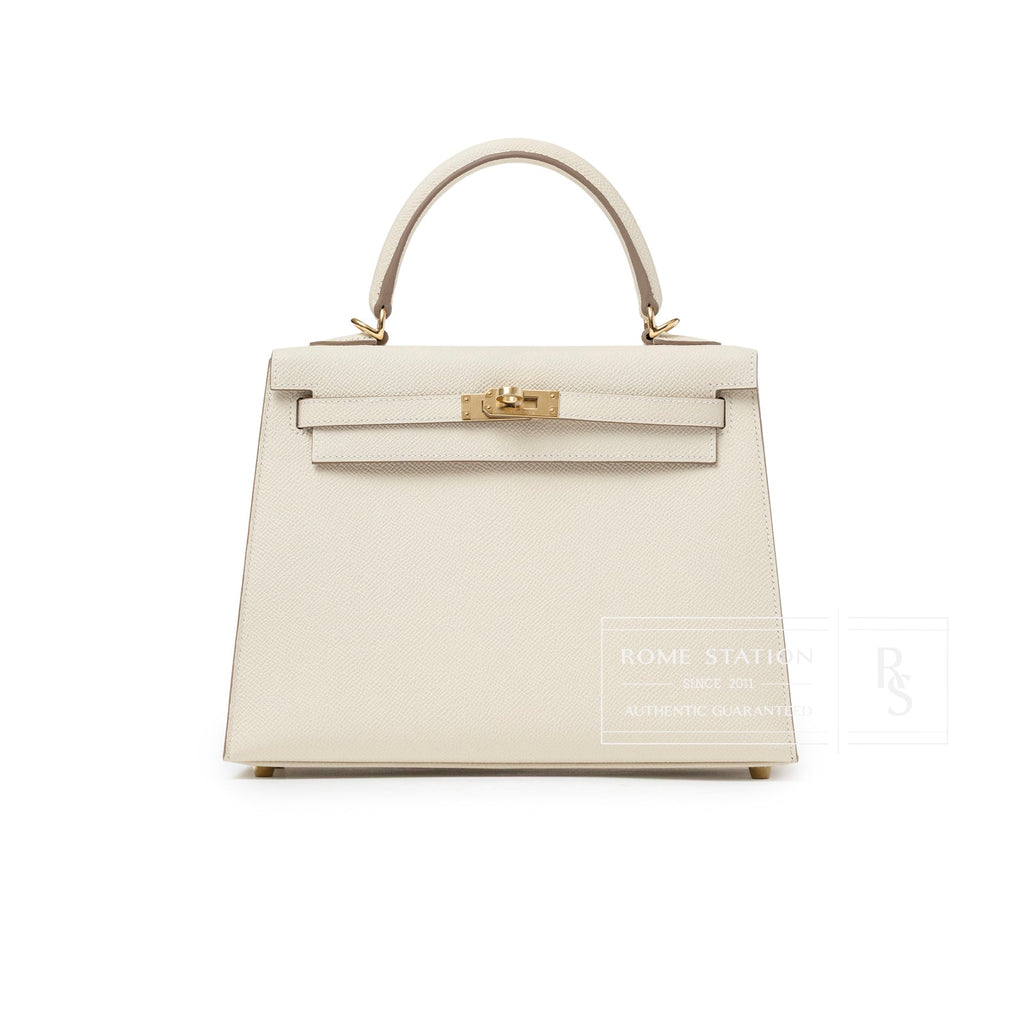 Hermès Kelly 25 Sellier Epsom Craie Permabrass Hardware