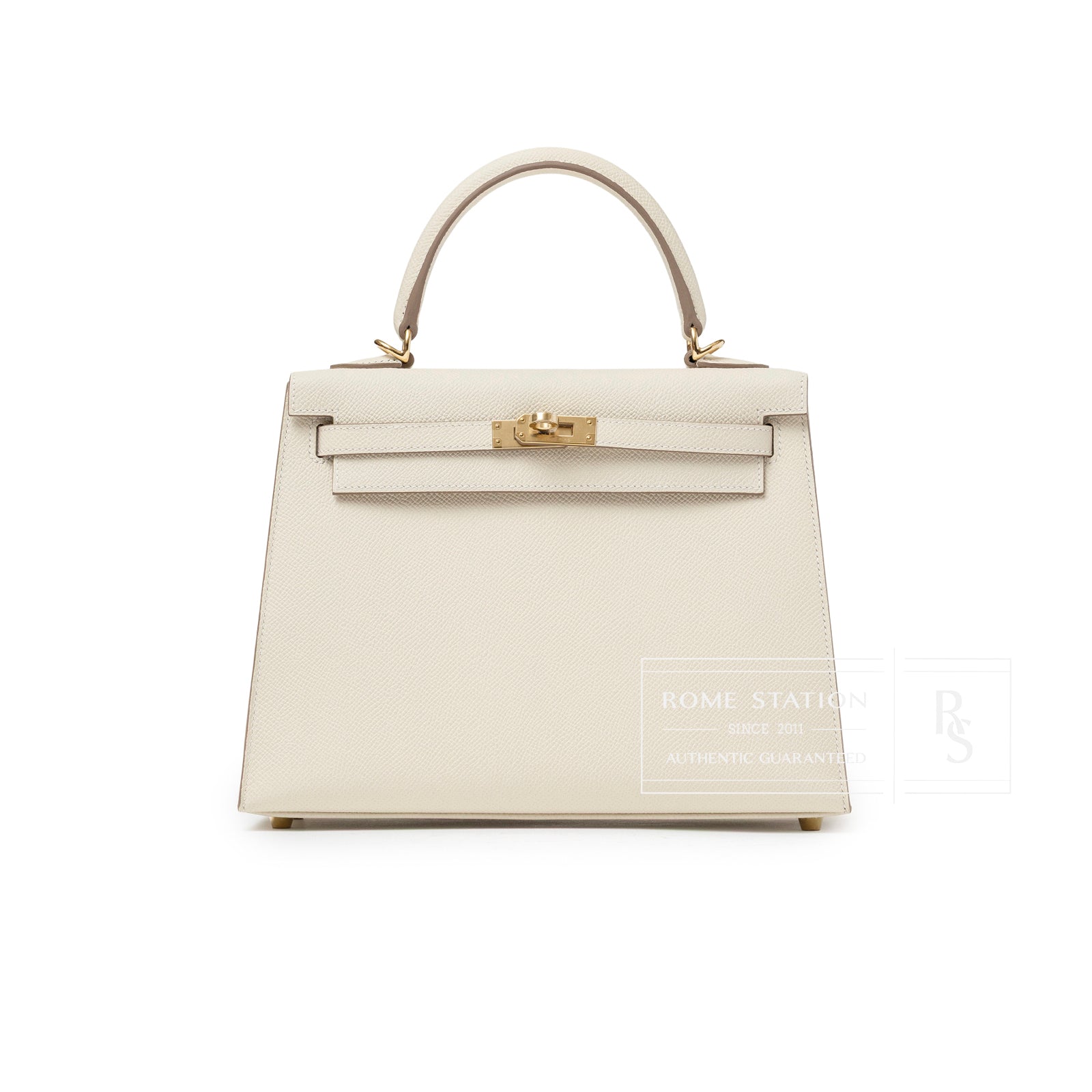 Hermès Kelly 25 Sellier Epsom Craie Permabrass Hardware