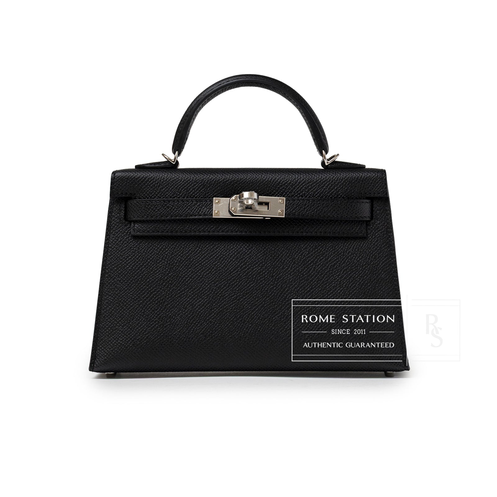 Hermès Mini Kelly II Sellier Black Epsom Palladium Hardware