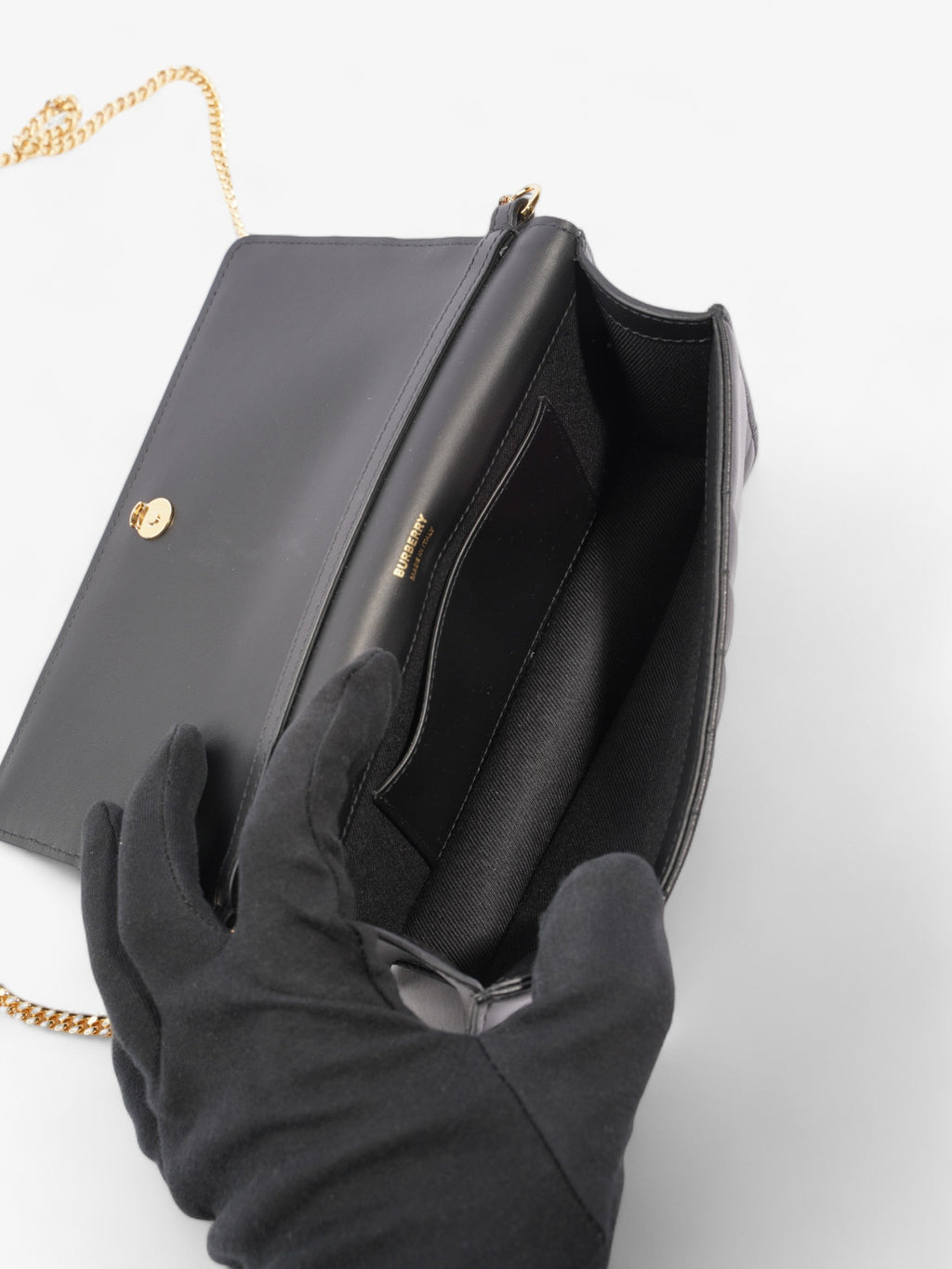 Burberry Lola Clutch Black Lambskin Leather