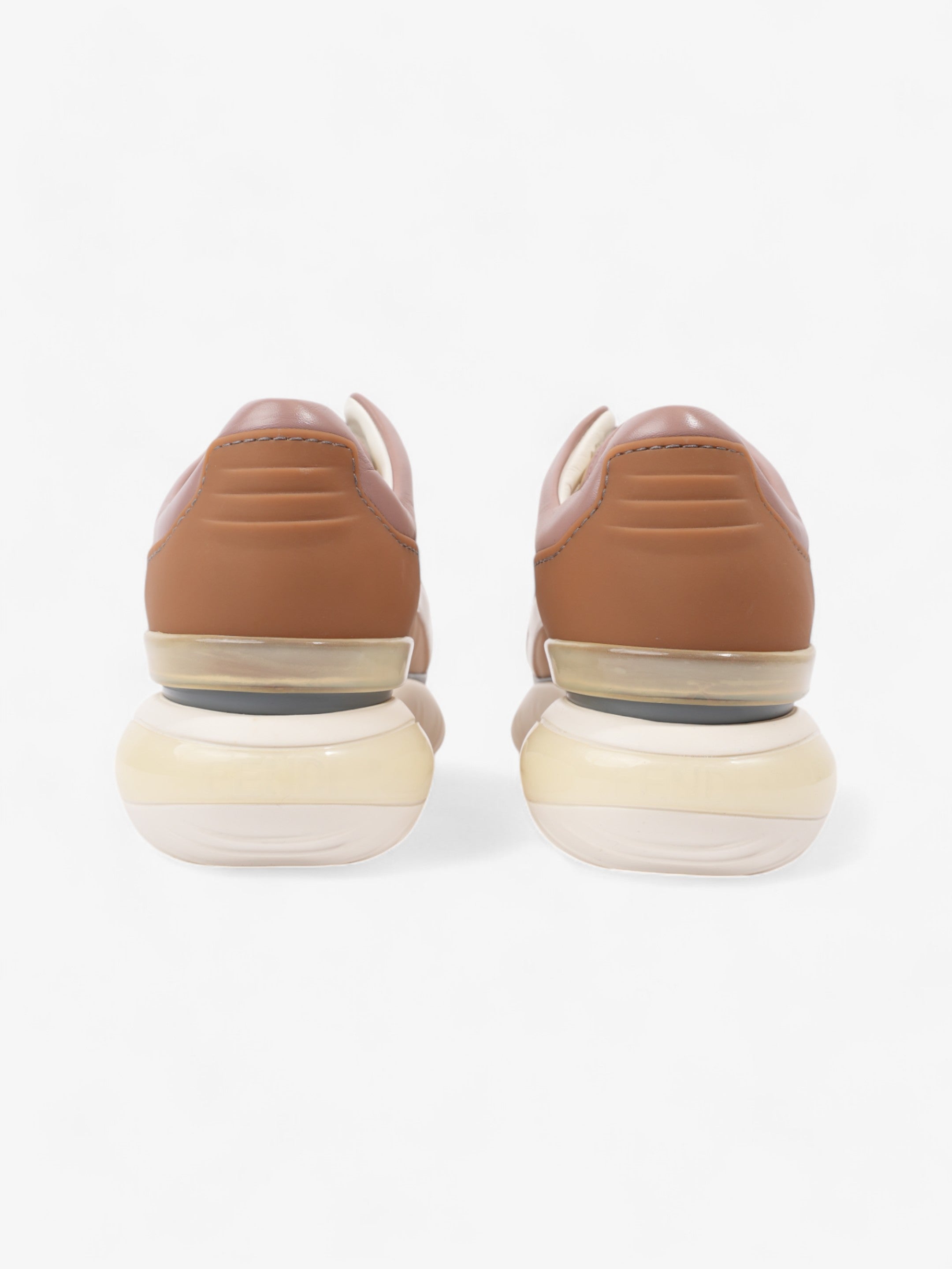Fendi Low Top Sneaker Beige / Pink / Brown Leather EU 44 UK 10
