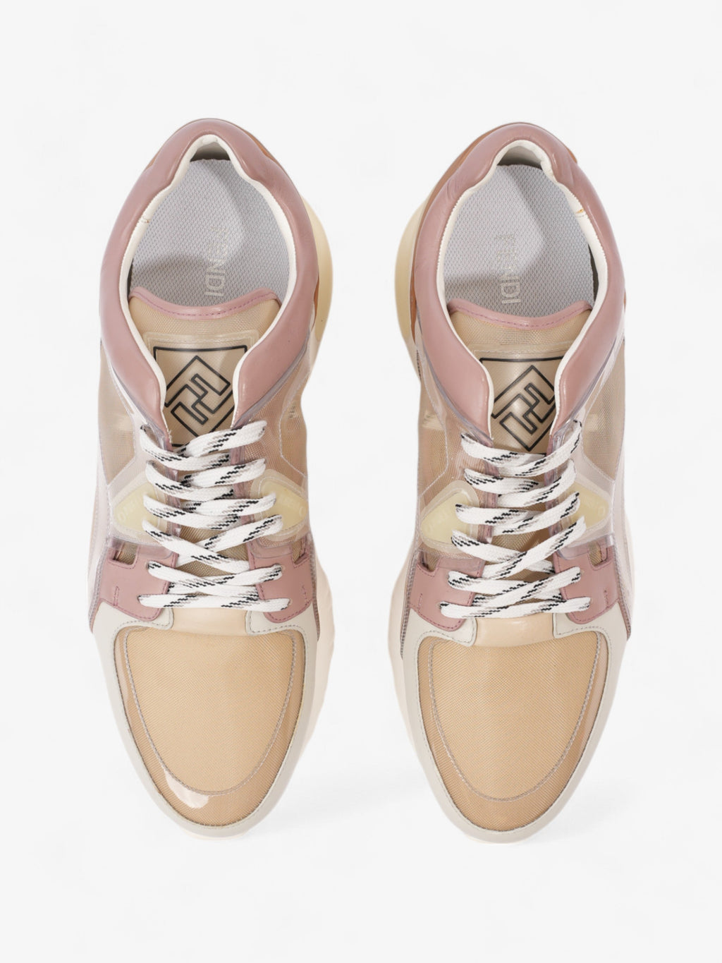 Fendi Low Top Sneaker Beige / Pink / Brown Leather EU 44 UK 10