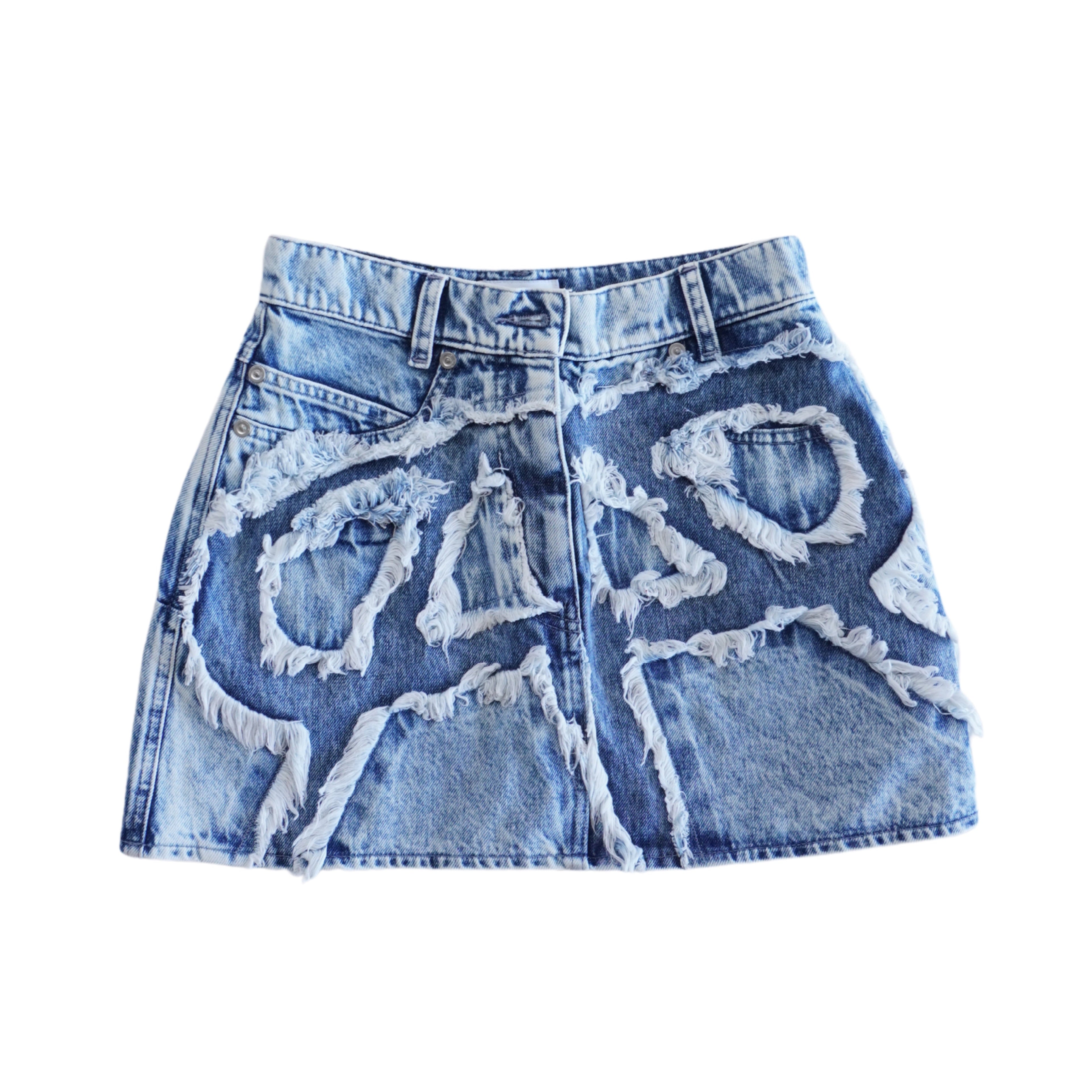 RTA Distressed Denim Mini Skirt - Women's 26