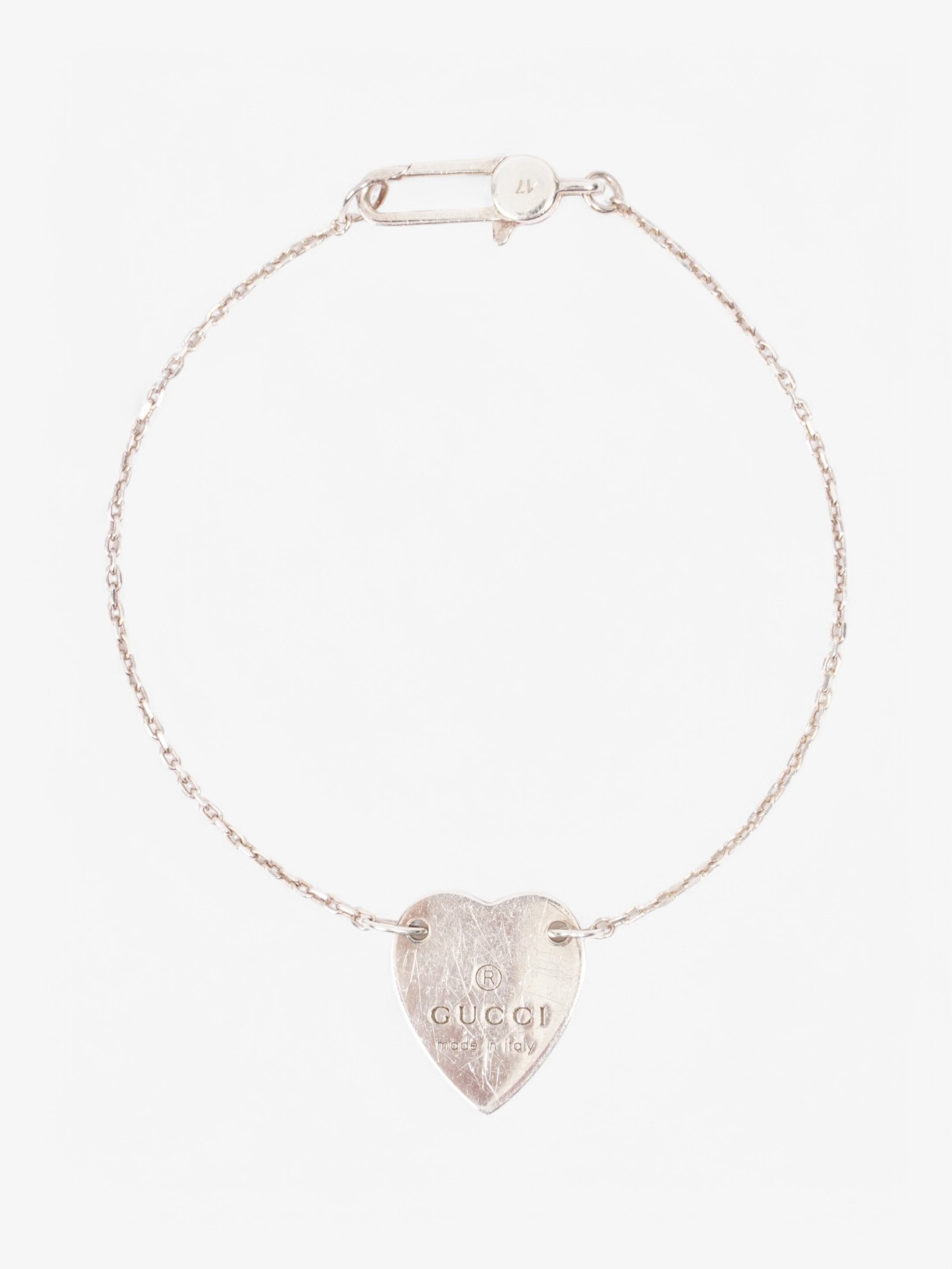 Gucci Trademark Heart Bracelet Silver Silver Sterling 17