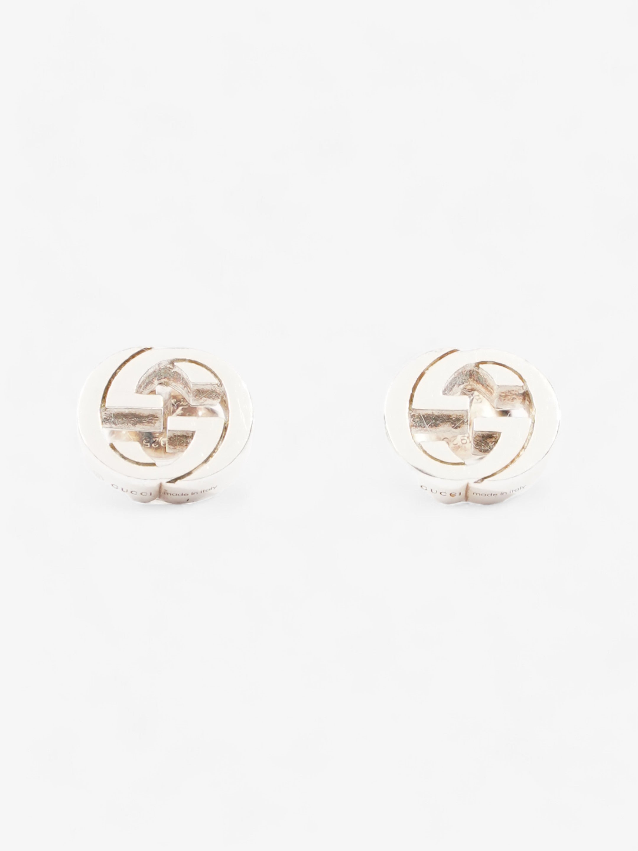 Gucci Interlocking G Earrings Silver Silver Sterling