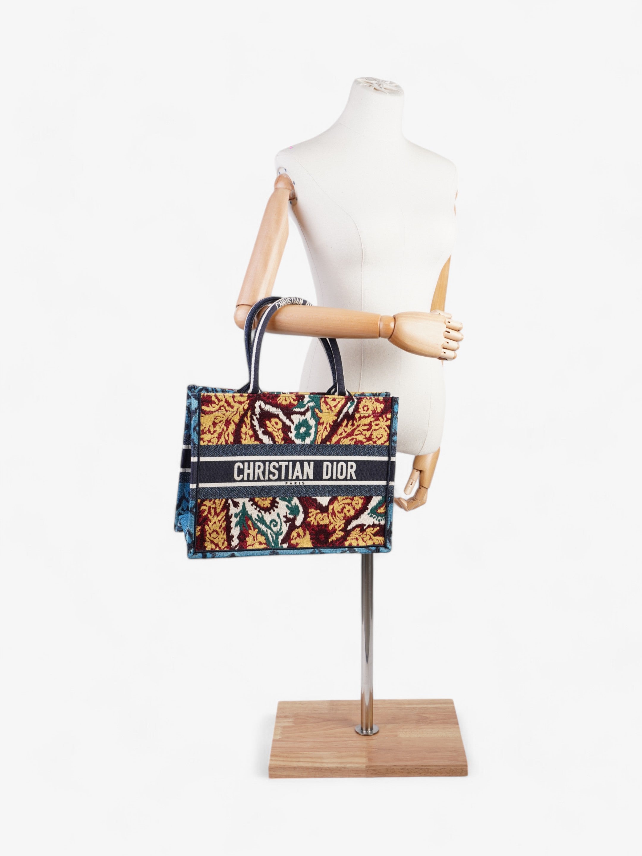 Christian Dior Book Tote Blue / Paisley Multicolour Canvas Medium