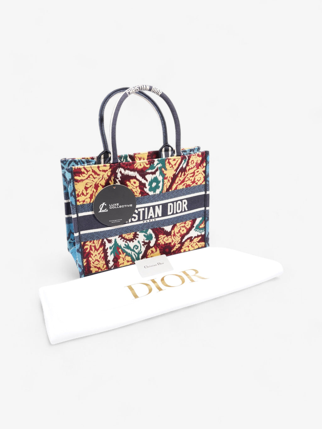 Christian Dior Book Tote Blue / Paisley Multicolour Canvas Medium