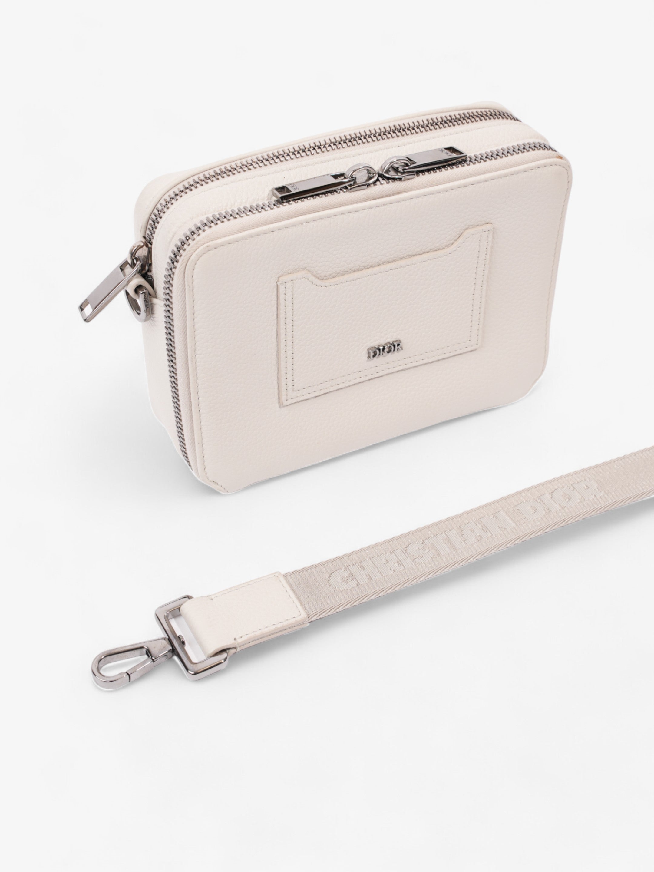 Christian Dior Double Zipped Messenger  Cream Leather