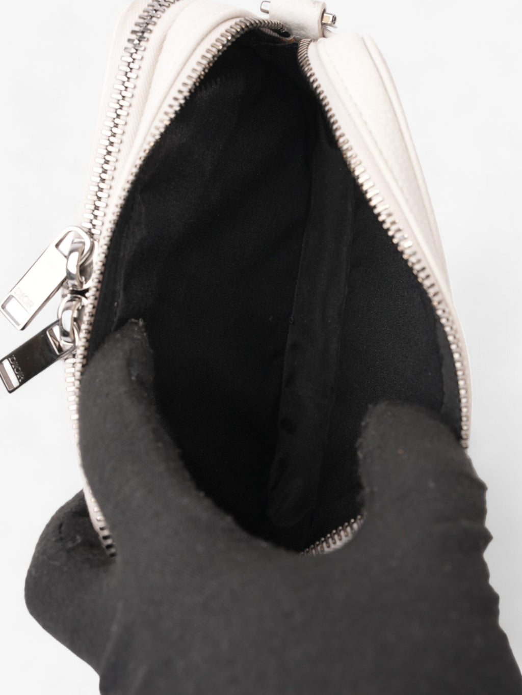Christian Dior Double Zipped Messenger  Cream Leather