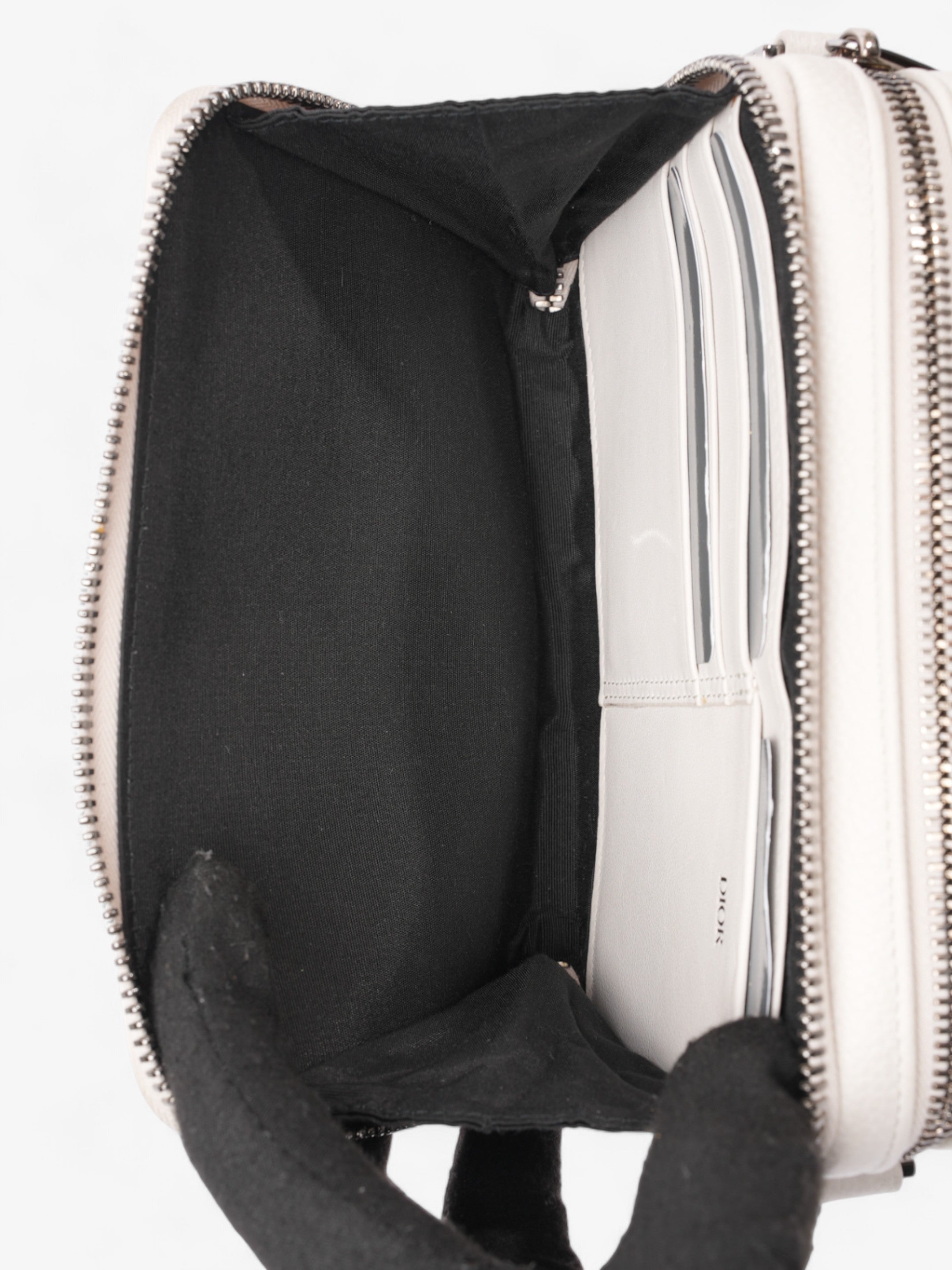 Christian Dior Double Zipped Messenger  Cream Leather