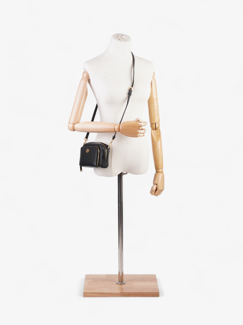 Christian Dior Caro Double Pouch Bag Black Leather