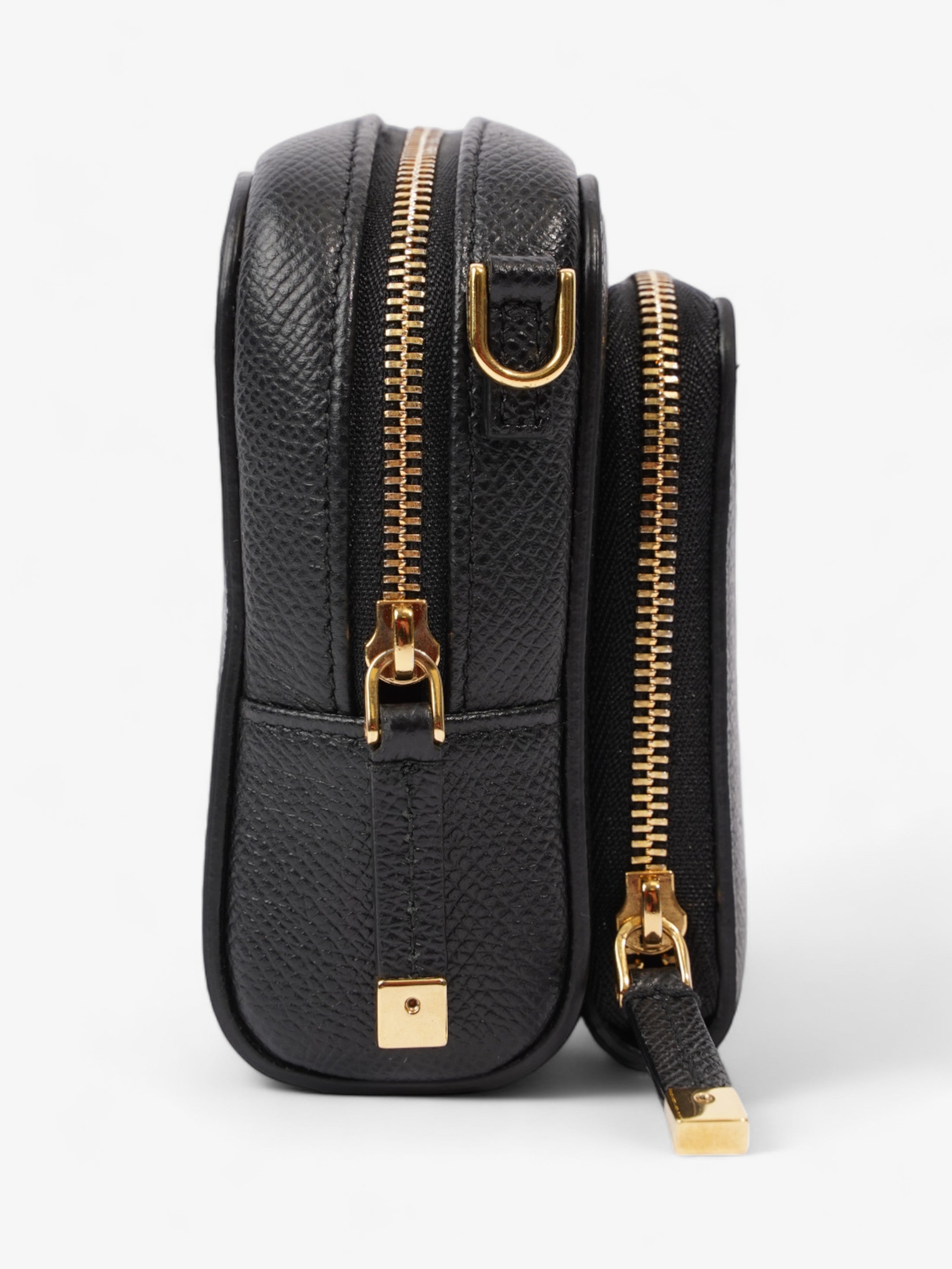 Christian Dior Caro Double Pouch Bag Black Leather