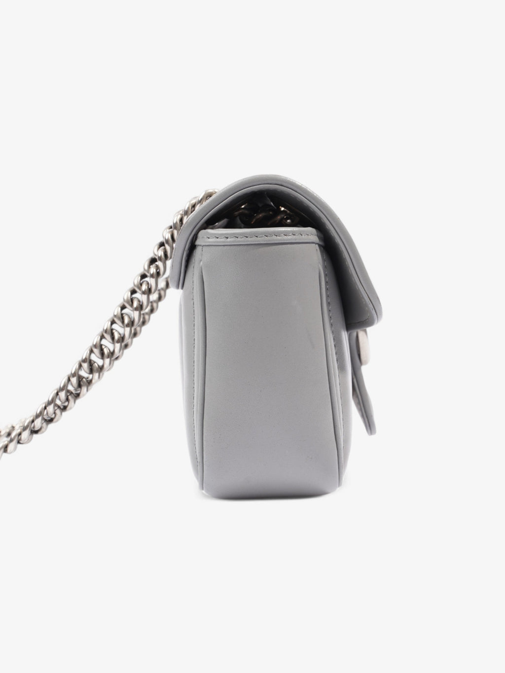 Gucci GG Marmont Flap Grey Matelasse Leather Mini