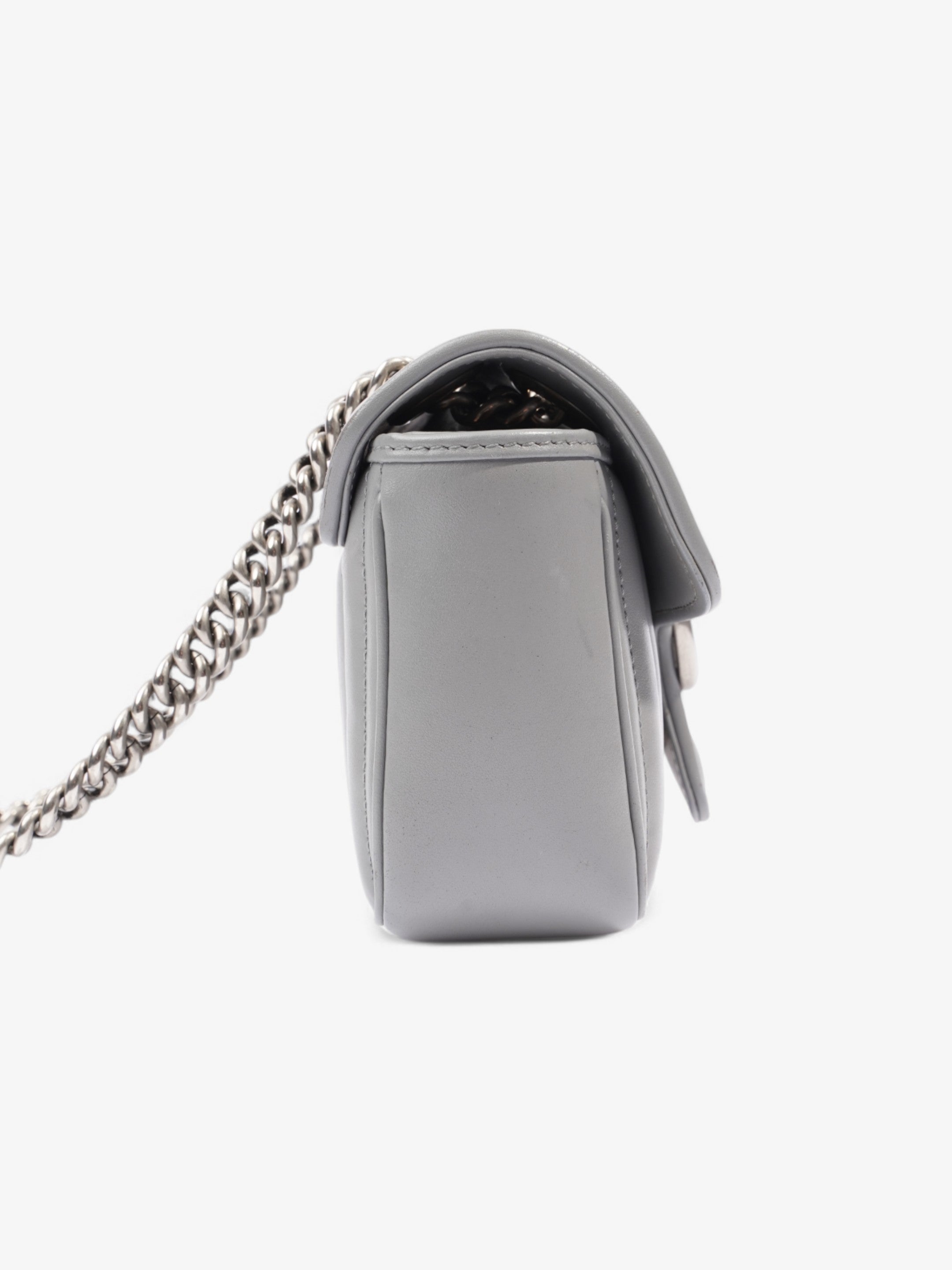 Gucci GG Marmont Flap Grey Matelasse Leather Mini