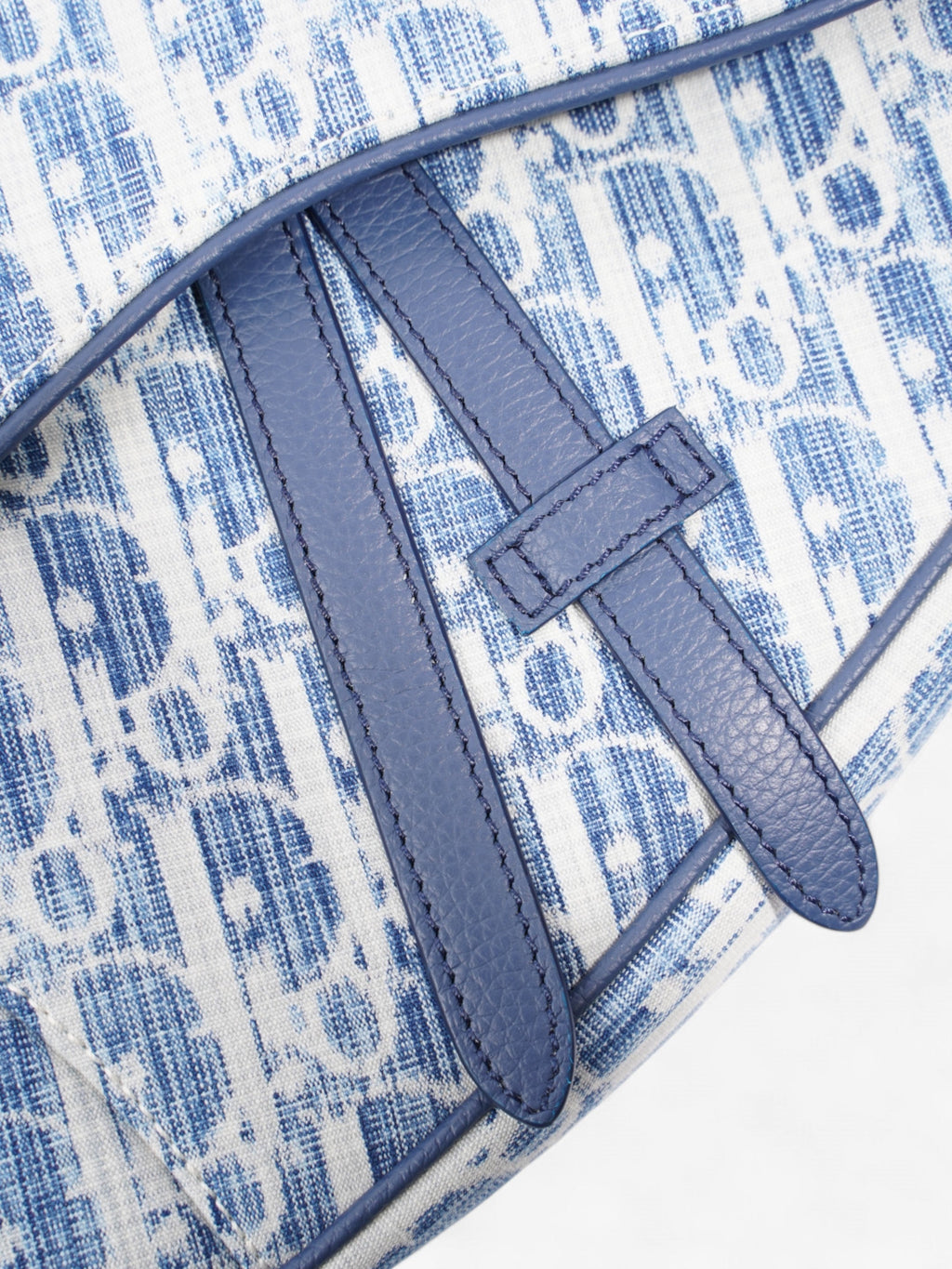 Christian Dior Saddle Bag White / Blue Oblique Canvas