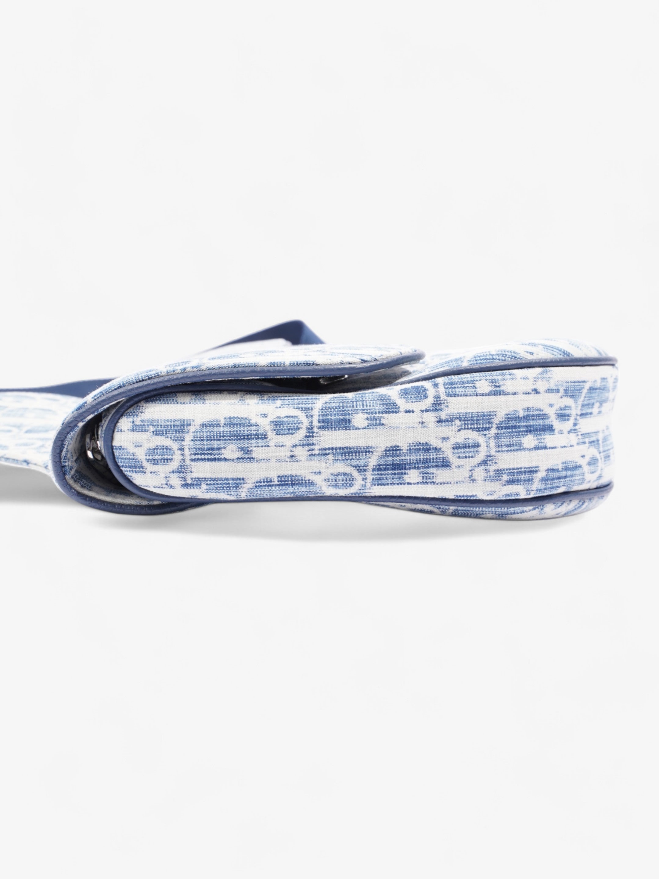 Christian Dior Saddle Bag White / Blue Oblique Canvas