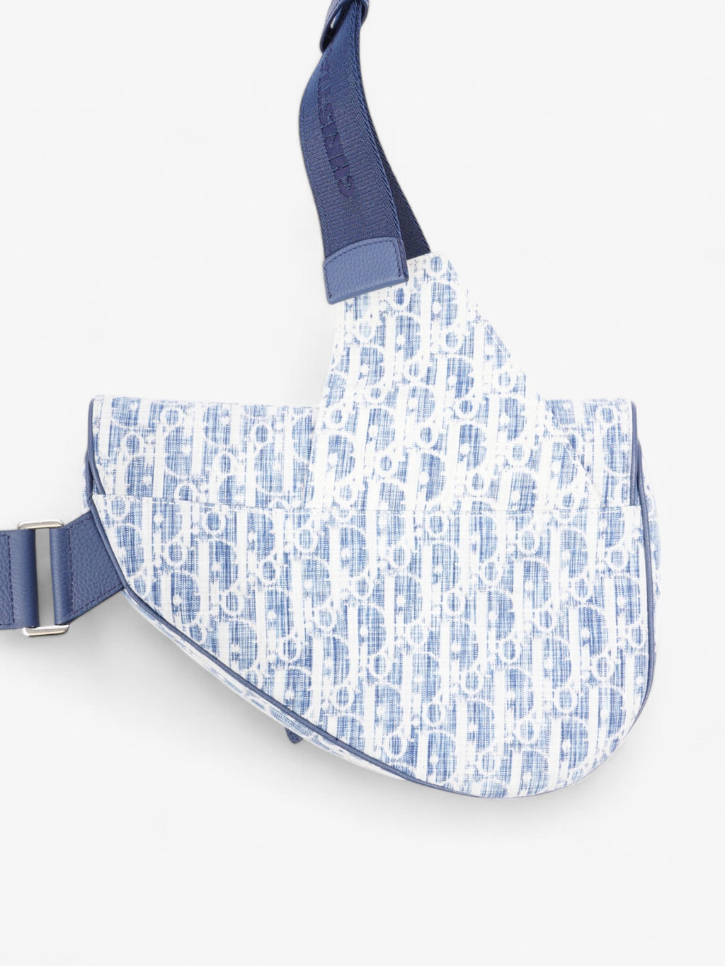 Christian Dior Saddle Bag White / Blue Oblique Canvas