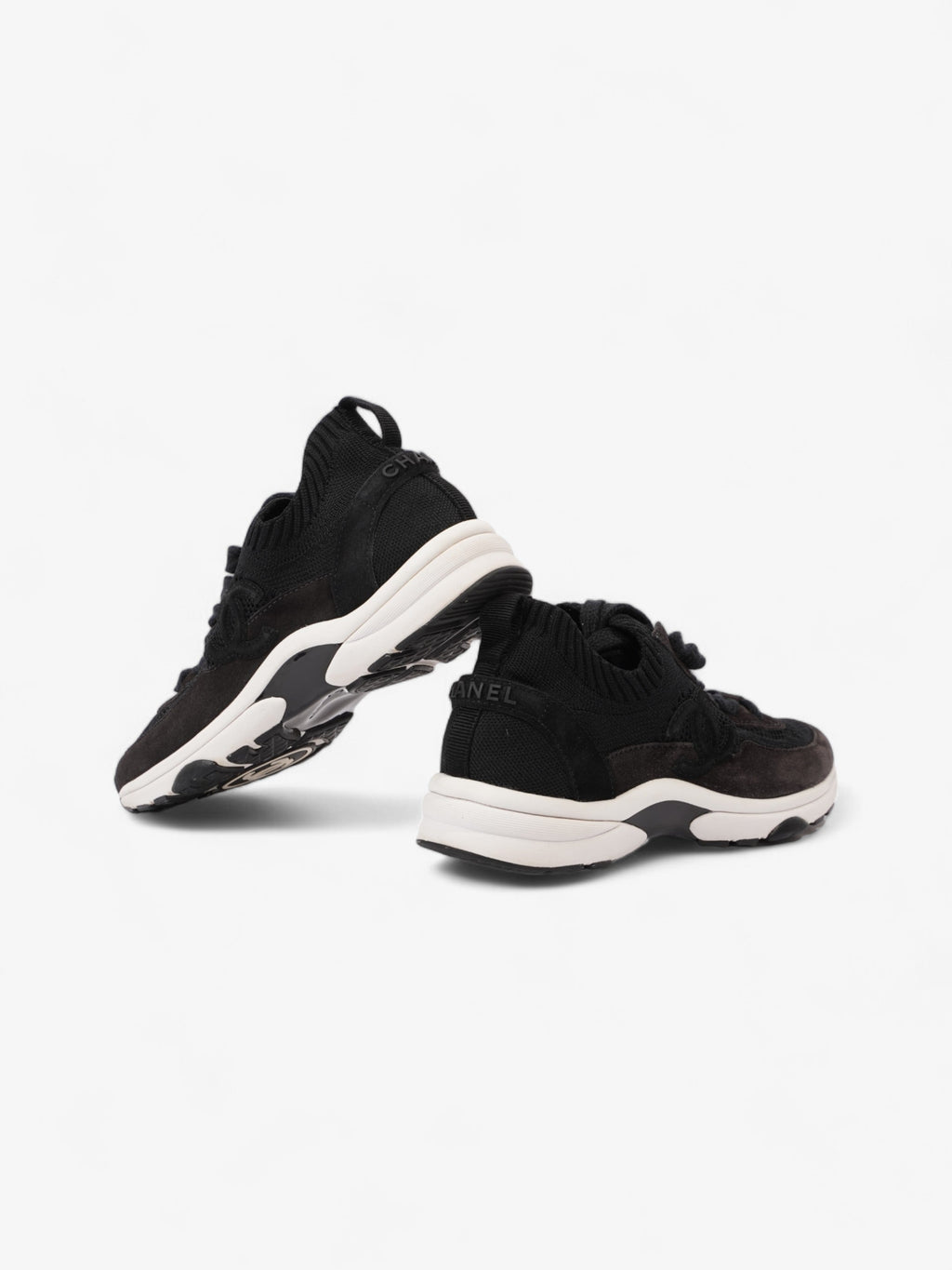 Chanel CC Logo Knit Sneaker Black Cotton EU 38 UK 5