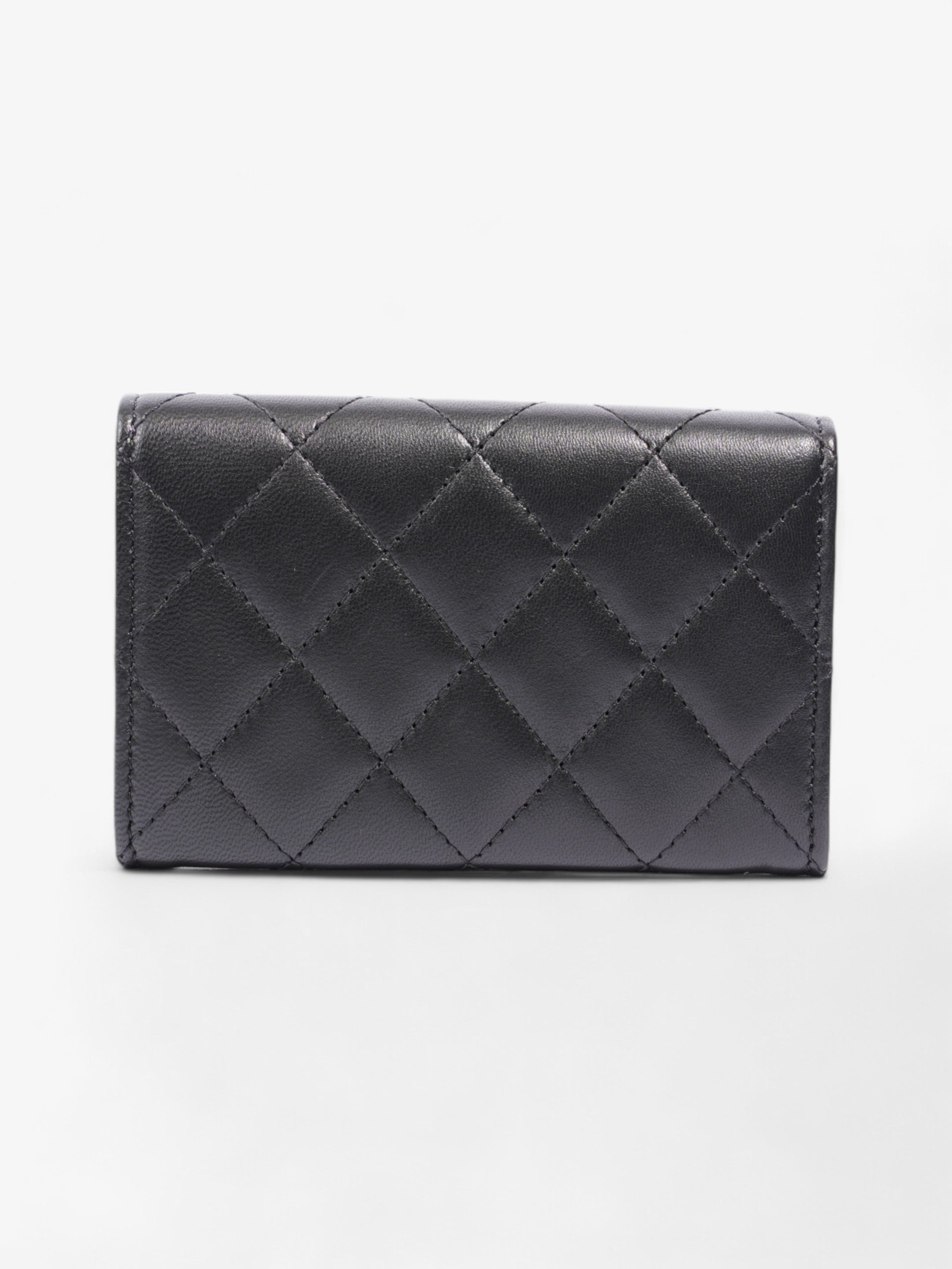 Chanel Interlocking CC Flap  Holder Black / Silver Lambskin Leather Small
