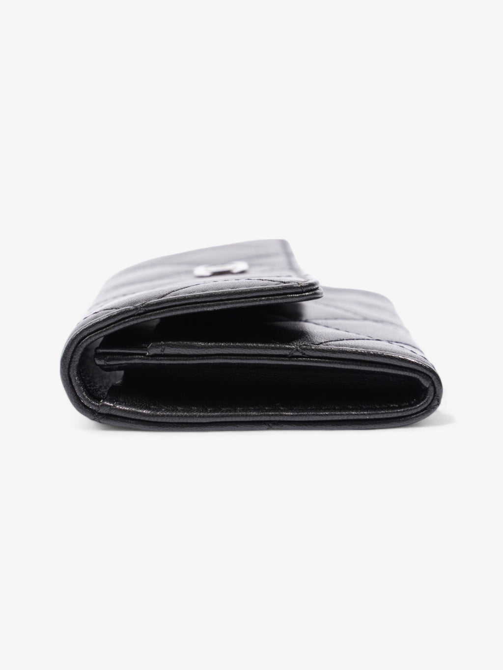 Chanel Interlocking CC Flap  Holder Black / Silver Lambskin Leather Small