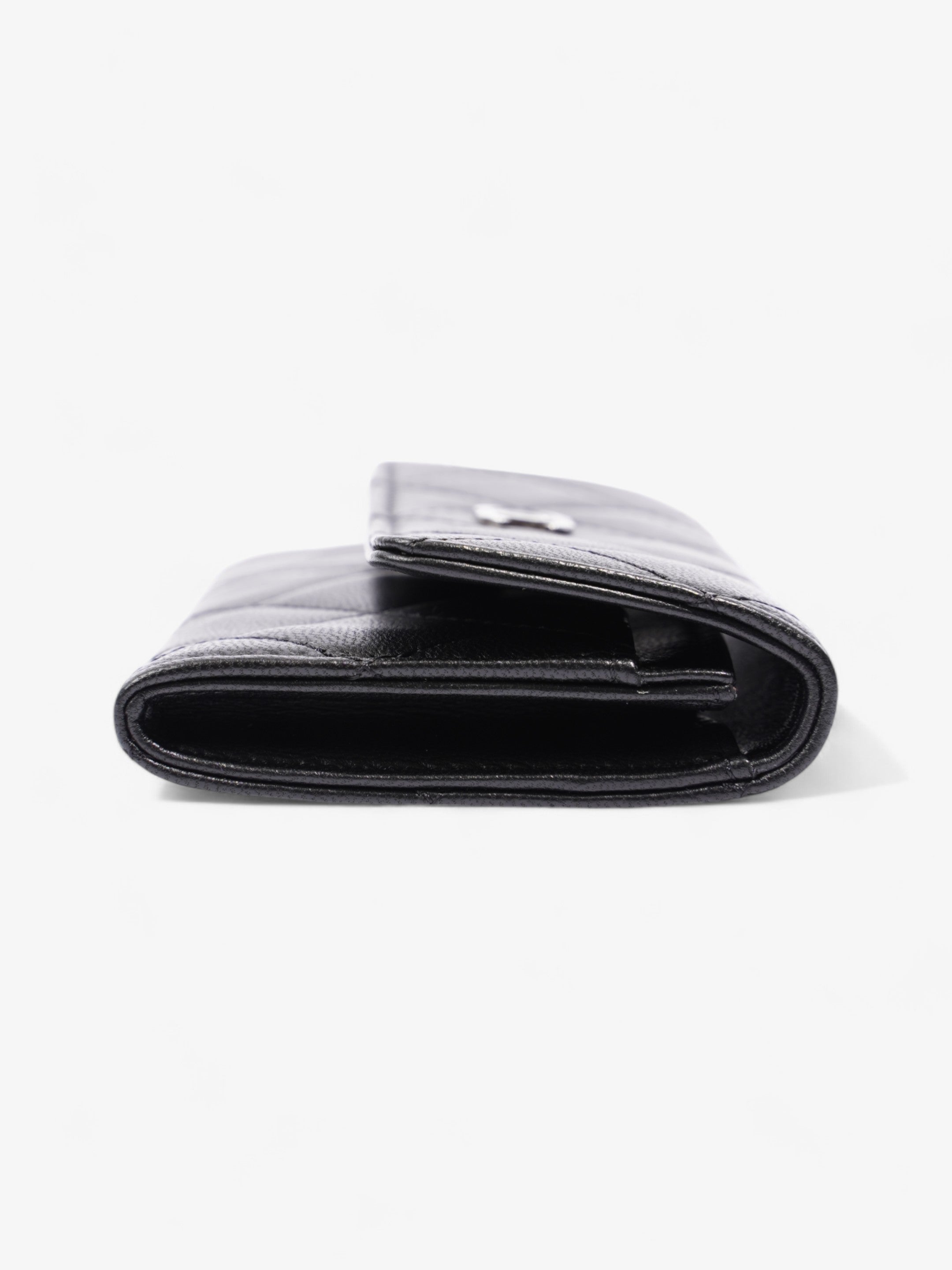 Chanel Interlocking CC Flap  Holder Black / Silver Lambskin Leather Small