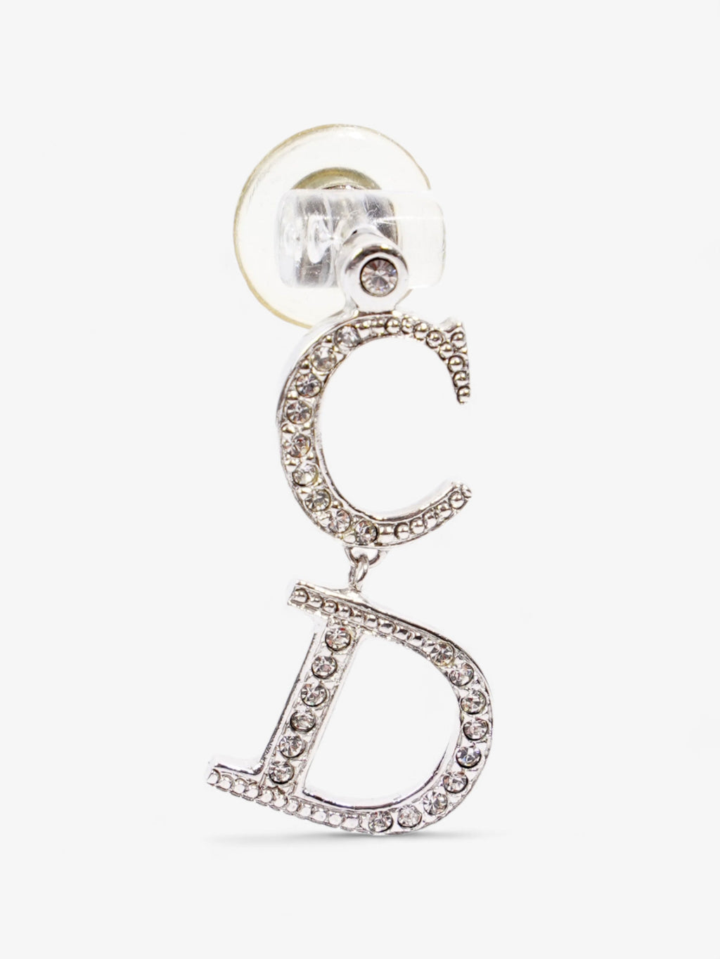 Christian Dior CD Logo Earrings Silver Base Metal