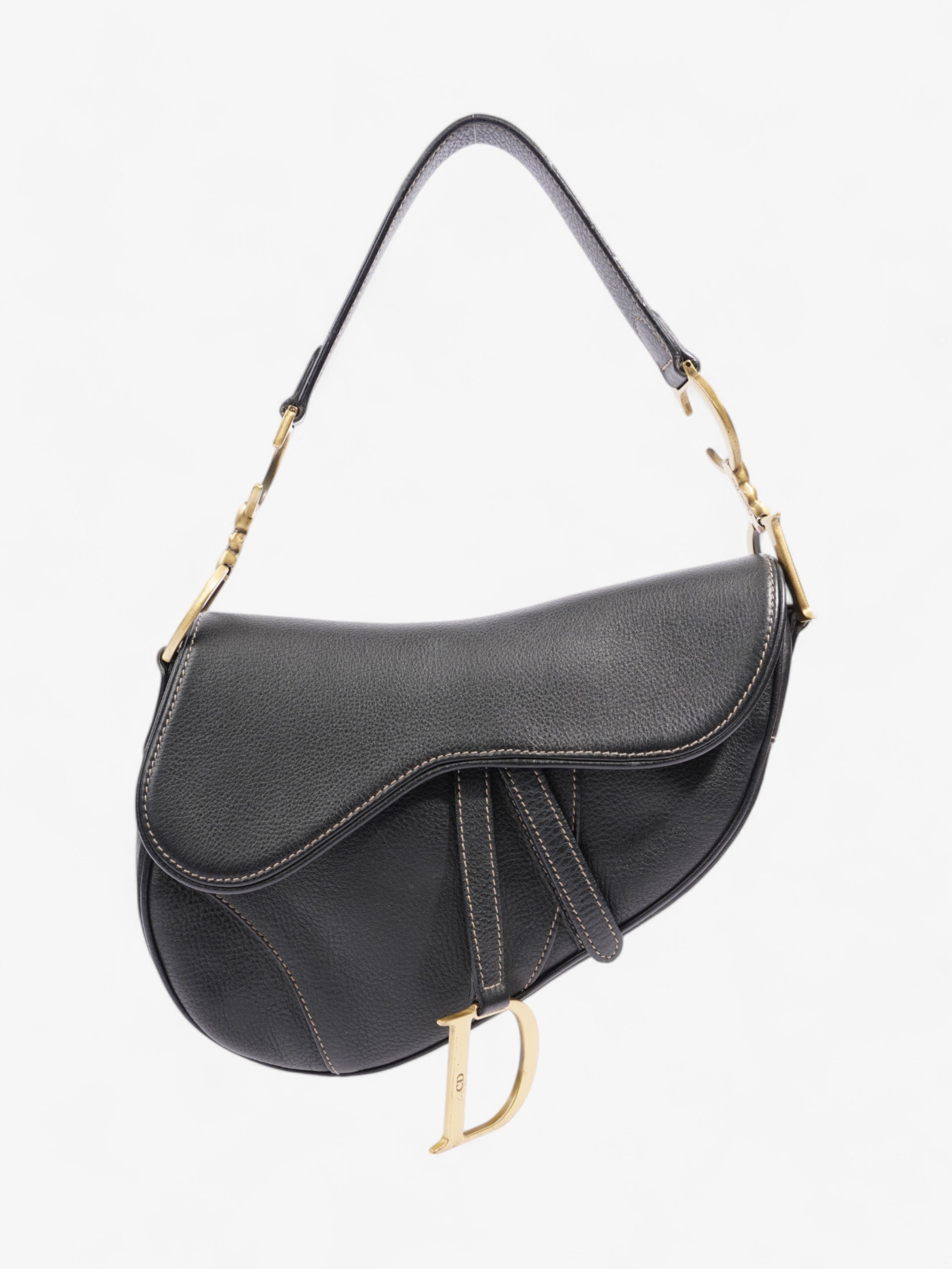 Christian Dior Saddle Bag Black Calfskin Leather