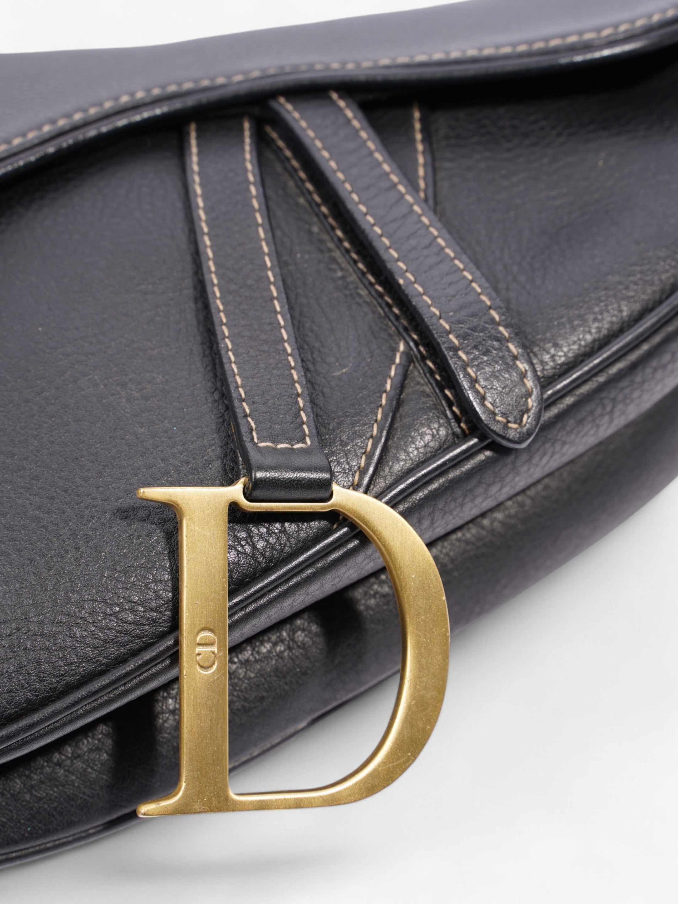 Christian Dior Saddle Bag Black Calfskin Leather