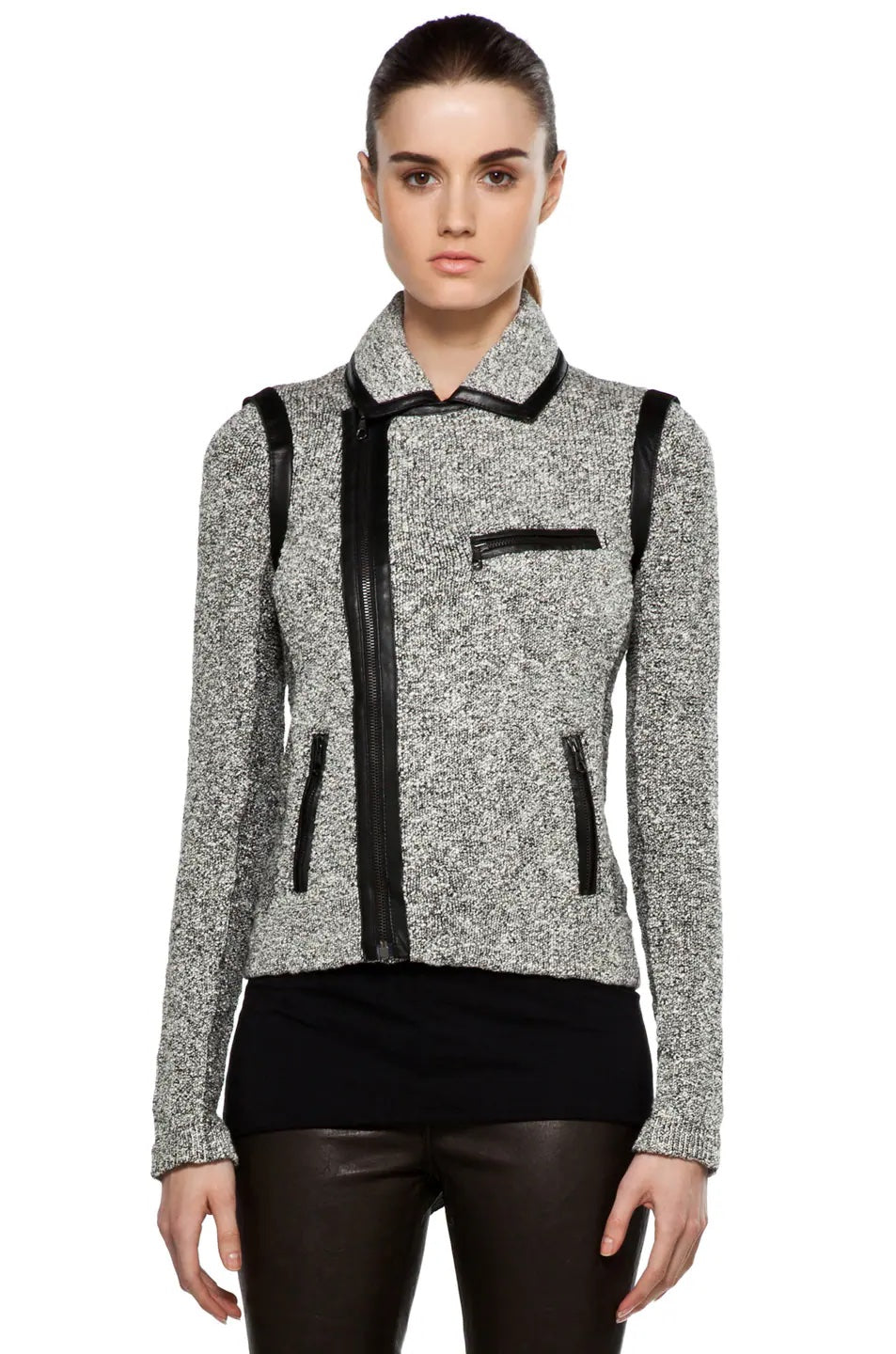 RAG & BONE HART TWEED MOTO ZIP BIKER JACKET