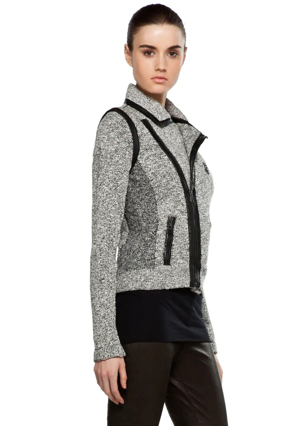 RAG & BONE HART TWEED MOTO ZIP BIKER JACKET