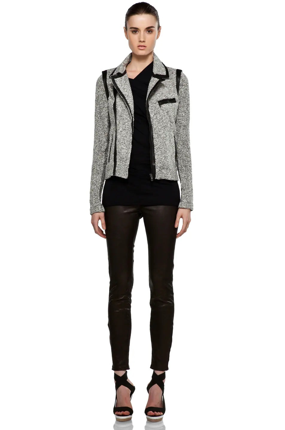 RAG & BONE HART TWEED MOTO ZIP BIKER JACKET